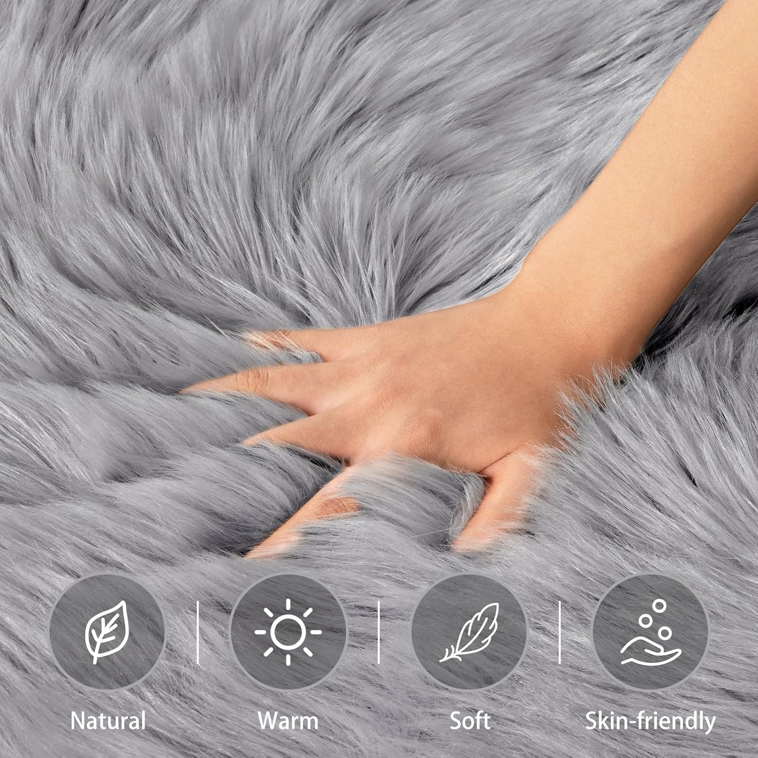 Ultra Soft Faux Sheepskin Fur Rug Fluffy Rug for Bedroom Fuzzy Carpet for Living Room Kid'S Room Nursery Decor, Grey 2 X 6 Feet, Ciicool&hellip; image number 2