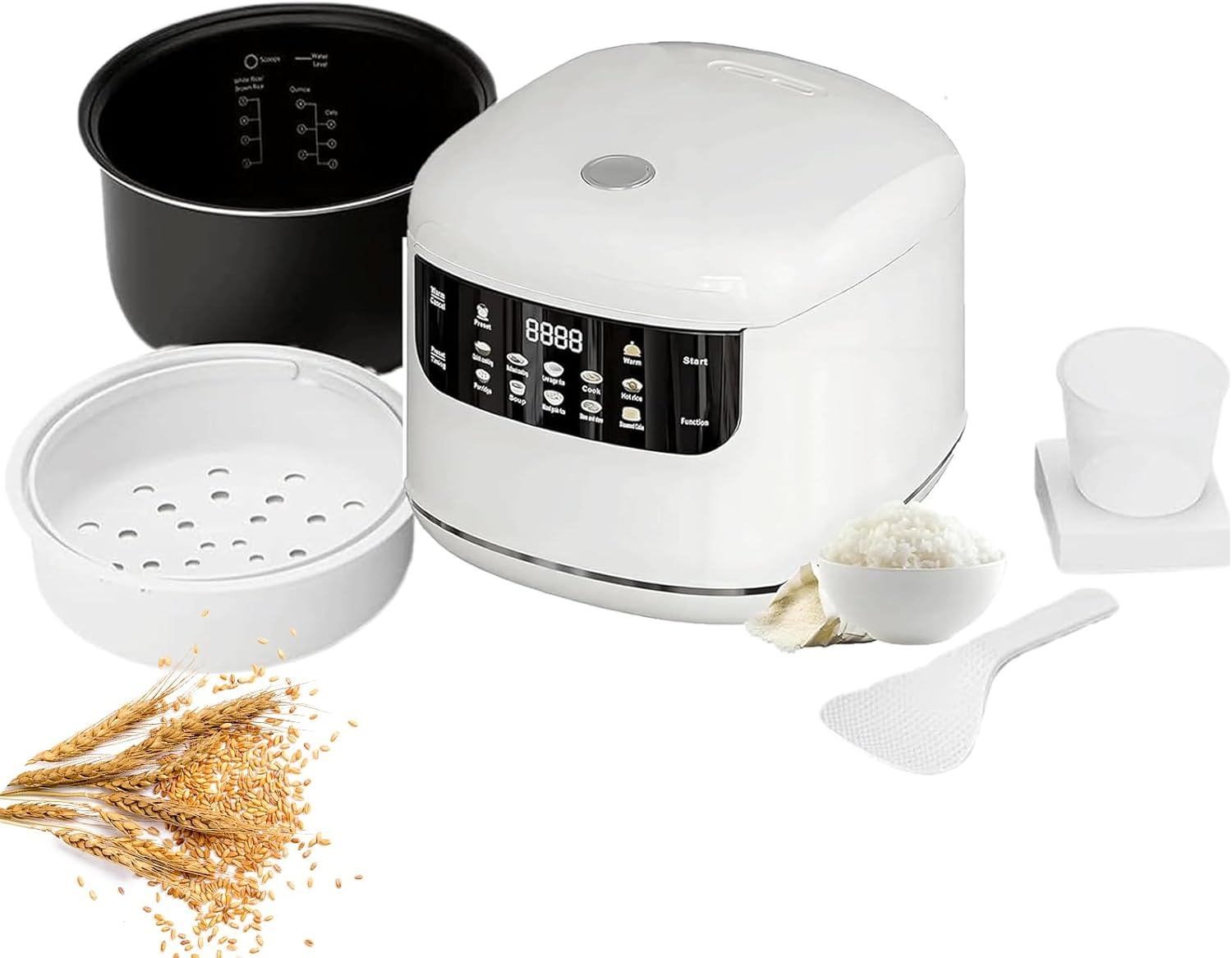 2L Electric Portable Digital Rice Cooker, Multifunction Electric Cooker with 24H Preset & Keep Warm, Nonstick Pot for Rice/Porridge/Soup, Mini Stewpot for Dorm, Home, Travel image number 2