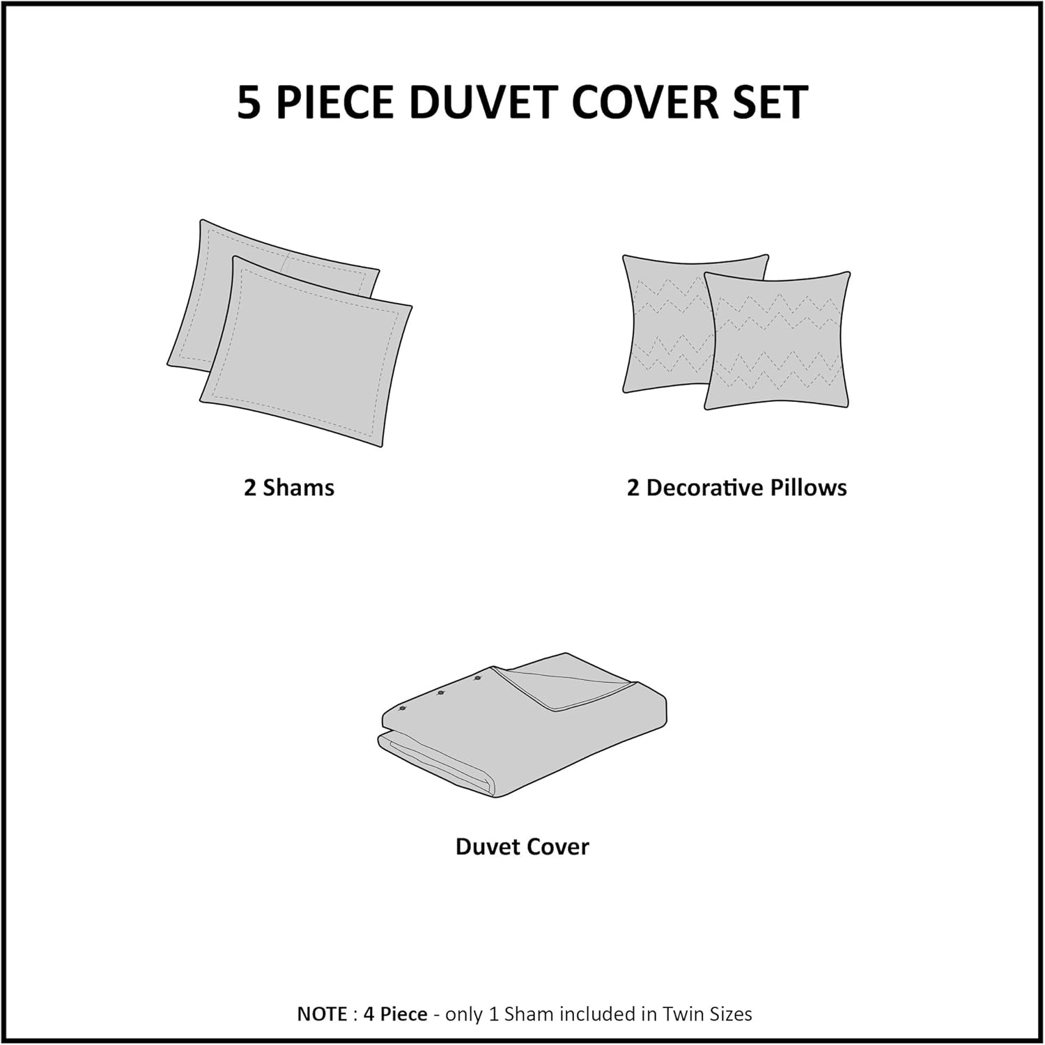 Intelligent Design Raina Duvet Set Metallic Print Geometric Style Embroidered Toss Pillows Modern Trendy All Season Comforter Cover Bedding-Set with Matching Sham, King/Cal King, Grey/Silver 5 Piece image number 5