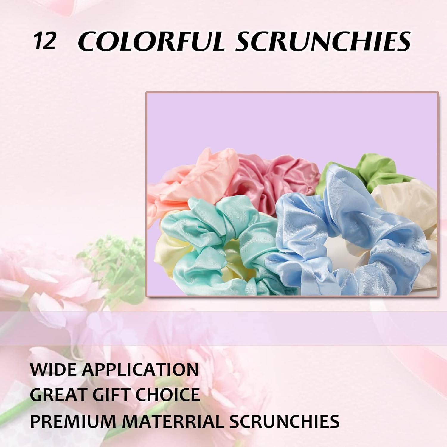 Silk Satin Hair Bobbles - Tonbao 12 Pieces Satin Hair Scrunchie Set, Silky Curly Hair Accessory for Women, Soft Silk, Elastic Hair Band Set Hair Bobbles Ponytail Holder (12 Colours) image number 1