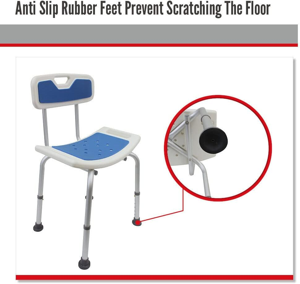 Aluminium Shower Seat Chair Stool Bench with Backrest Soft Pad Adjustable Height image number 1