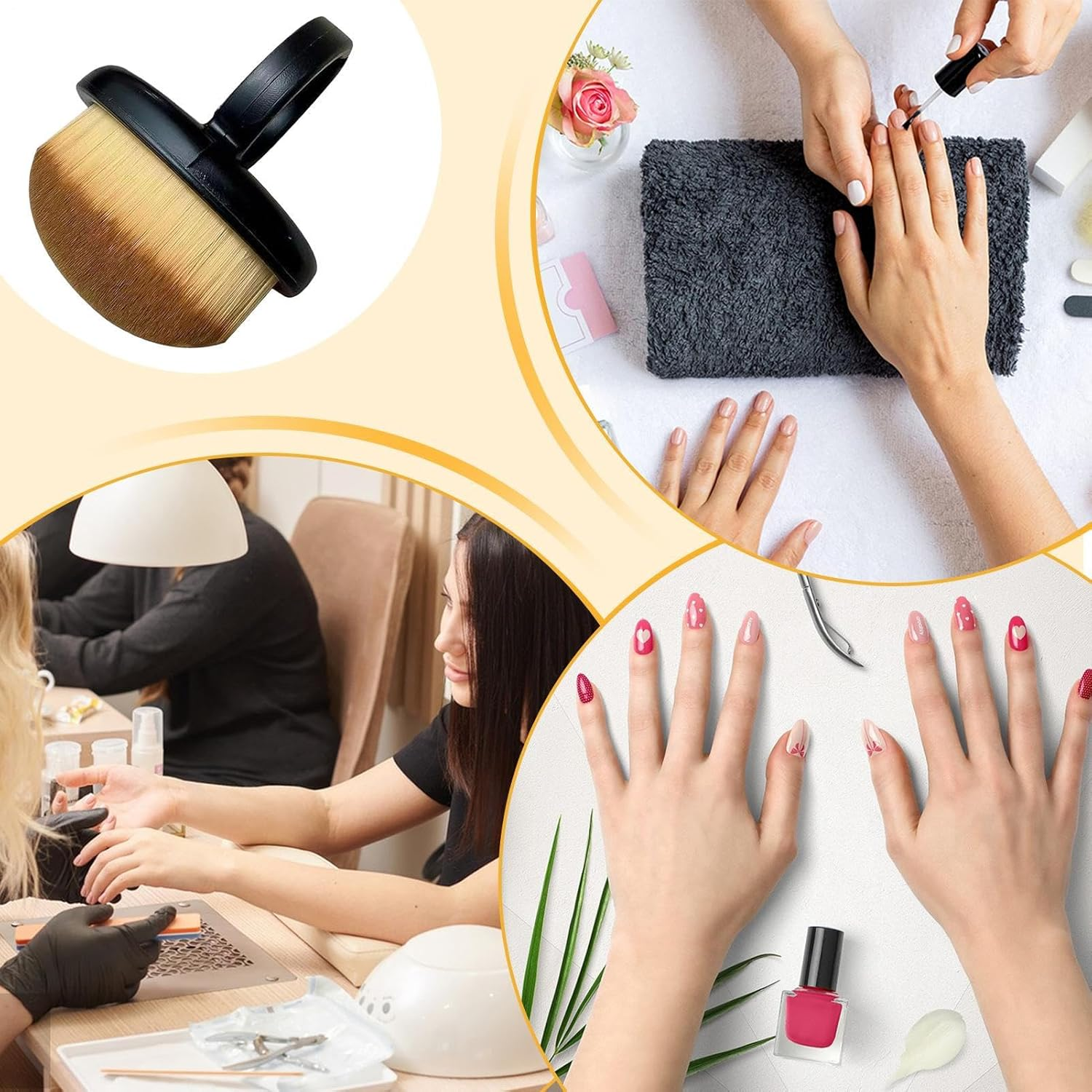 Nail Dust Brush with Finger Ring, Manicure Brush for Cleaning Nails, Portable Nail Care Accessories for Travel, Salon, Indoor and Outdoor