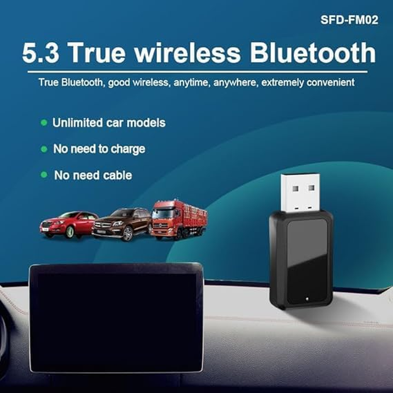 Car Bluetooth 5.3 Transmitter Receiver Handsfree Mini USB Power Car Kit Car Stereo Wireless Audio Adapter for Car Fm Radio image number 2