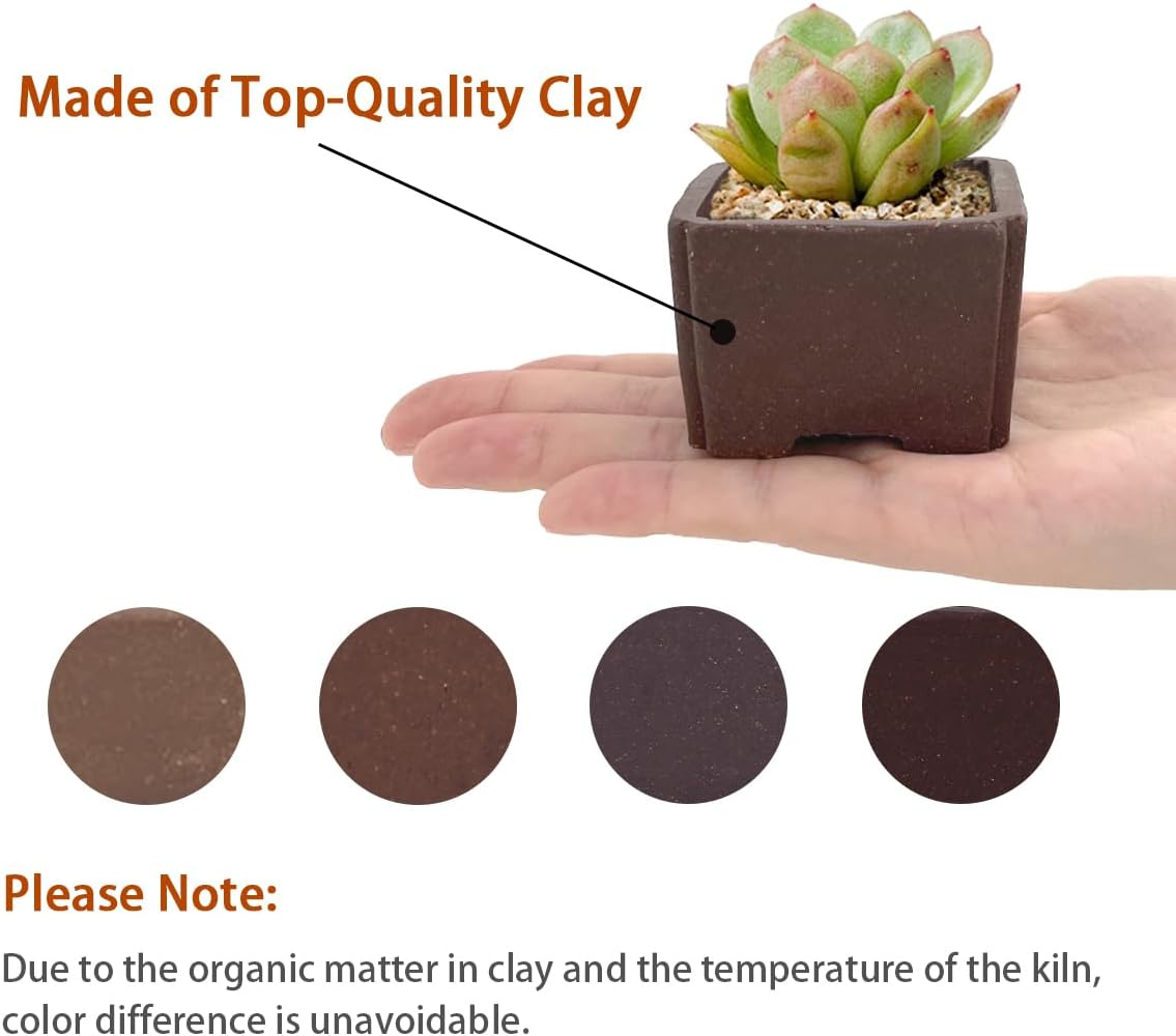 Happy Bonsai 4 Pc Zisha Mini Bonsai Pots 2" Width image number 1