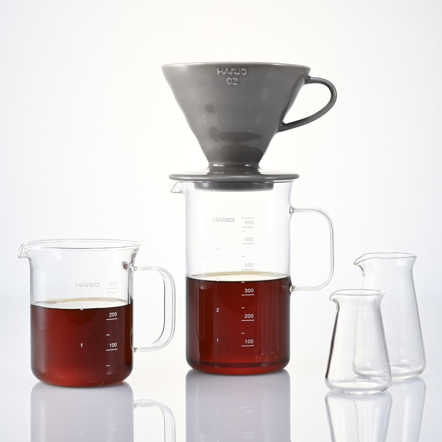 HARIO BVD-3012-GR Crafts Science Beaker Server & Dripper Set, Practical Capacity: 20.3 Fl Oz (600 Ml), for 1 to 4 Cups, Made in Japan, Gray image number 6