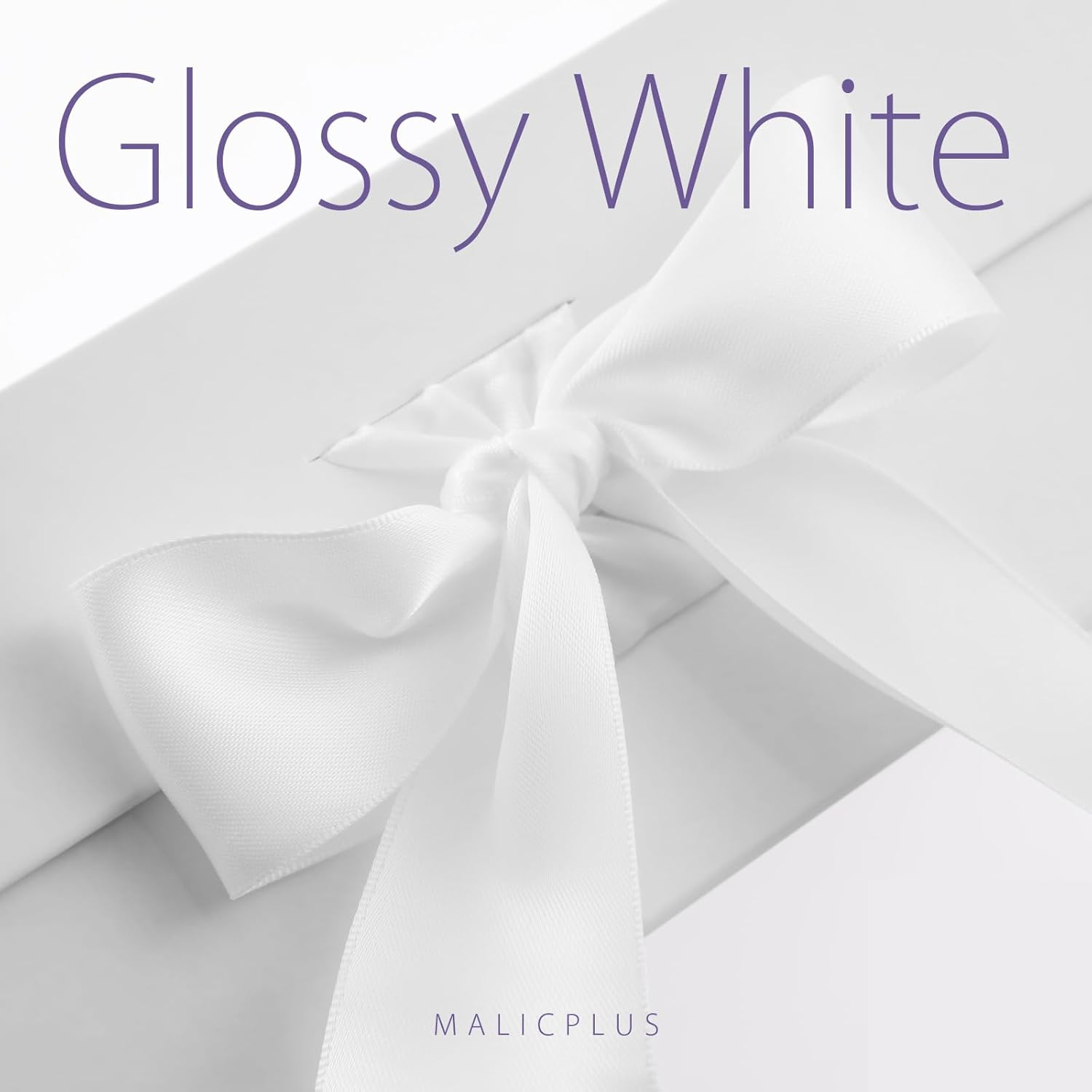 MALICPLUS Large Gift Box with Ribbon 34X22.5X10 CM, White Bridesmaid Proposal Box, Luxury Magnetic Gift Box for Valentine Day (Glossy) image number 3