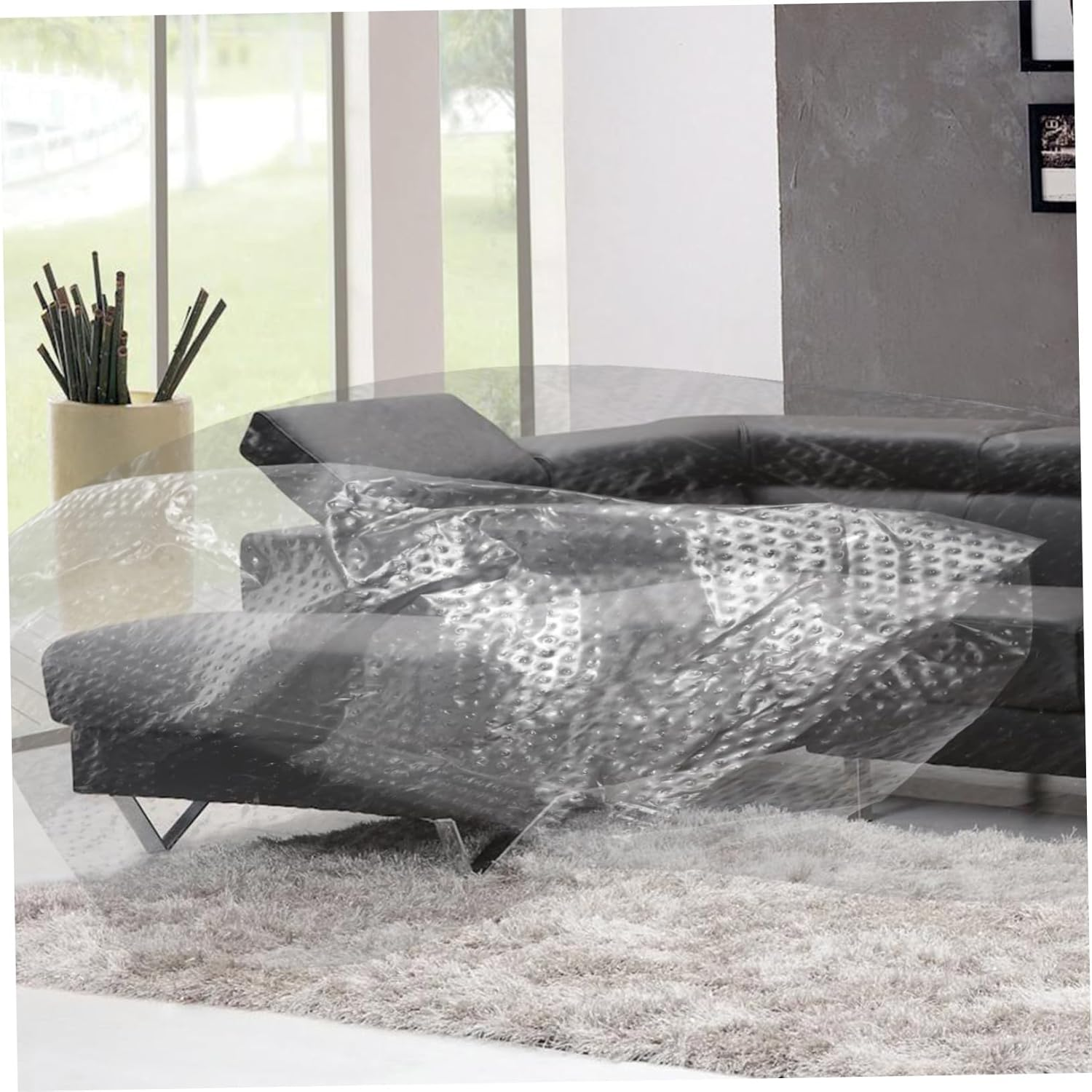 Jojofuny 3Rolls Car Painting Masking Films Automotive Tape and Drape Plastic Drop Films for Covering Skirting Frames Cars Paint Protection image number 1