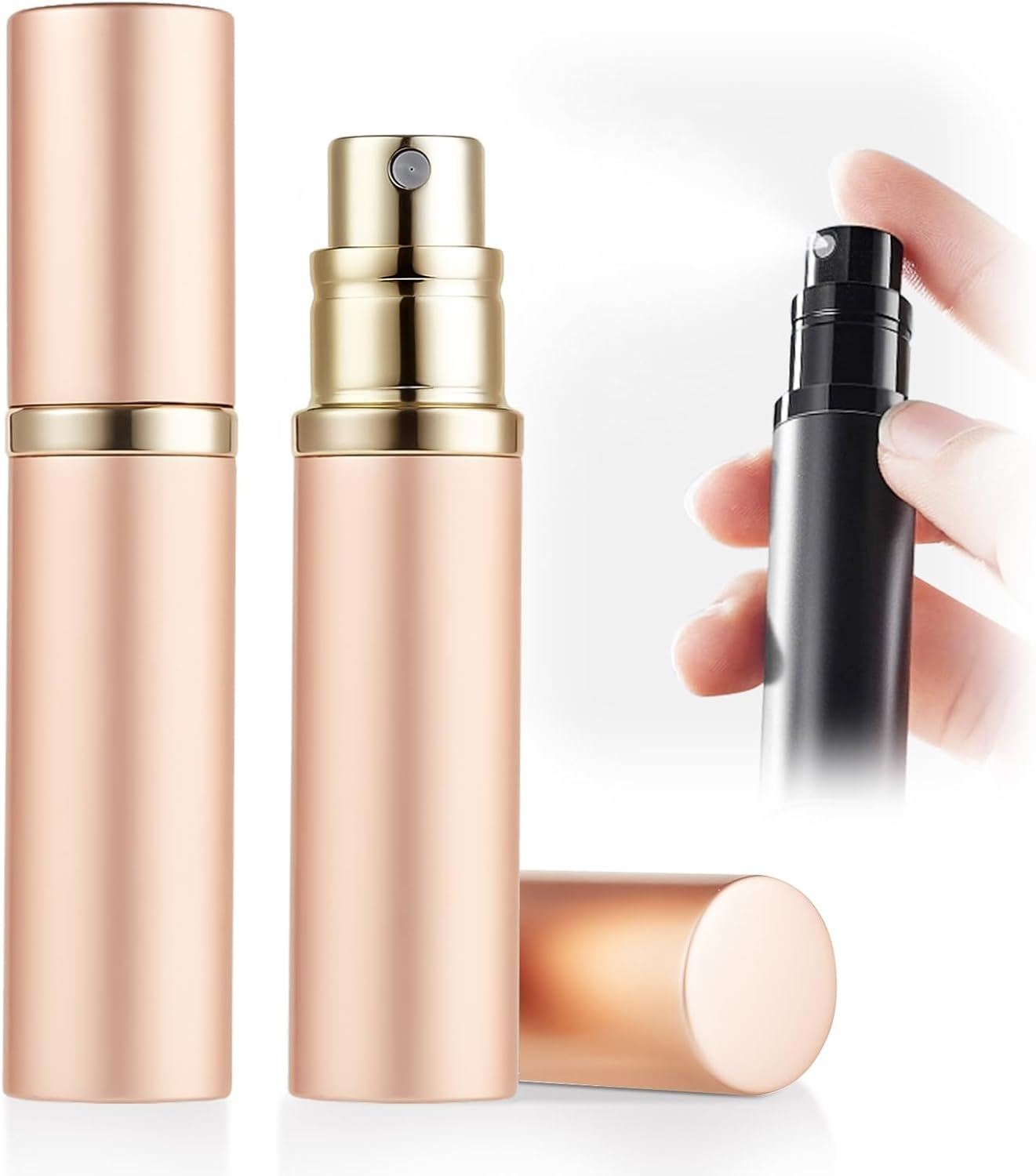 ASADAYS Portable Perfume Atomizer, Refillable Empty Travel Spray Bottle, Nano Mist Bottle, Bottom, Mini Atomizer, Pocket Size, Women and Men (Classic, C.G-2P)