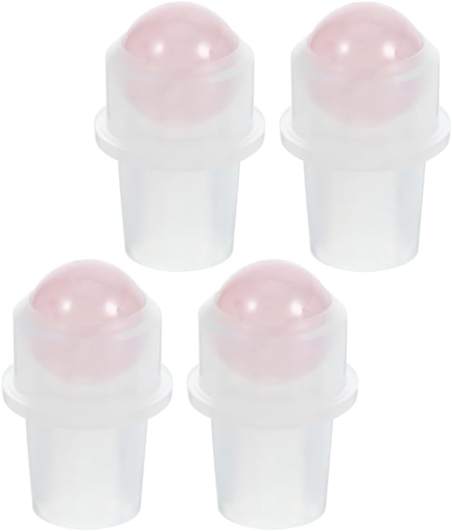 GRADENEVE 4Pcs 10Ml Essential Oil Roller Ball Bottles Accessories Natural Rose Quartz Gemstone Heads, 16Mm Neck Stainless Steel Insert for Aromatherapy and Diffuser Use image number 5