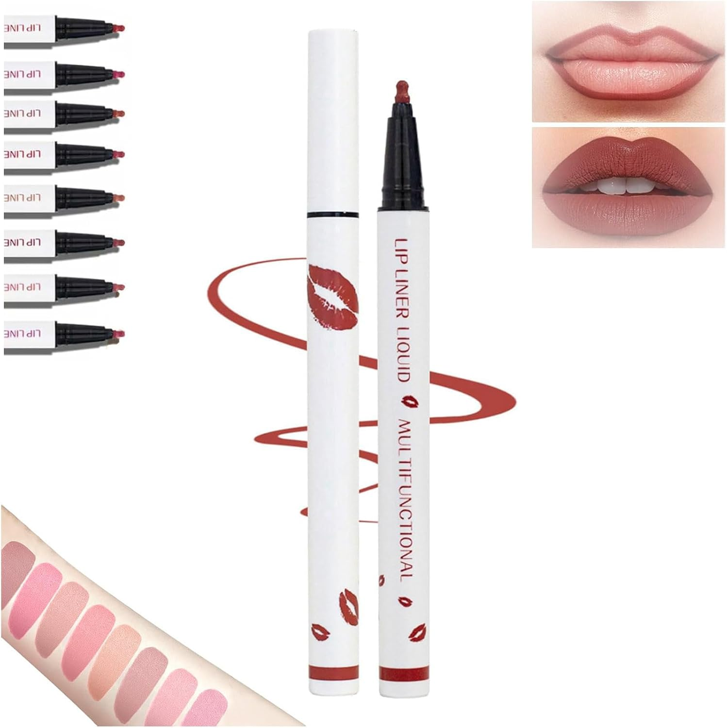 Cool Story Longwear Liquid Lip Liner, Cool Story Lip Liner Stain, Cool Story Long Lasting Lip Liner, Submarine Lip Liner, Liquid Lip Liner Pen, 2-In-1 Waterproof Longwear Liquid Lip Liner (08#)