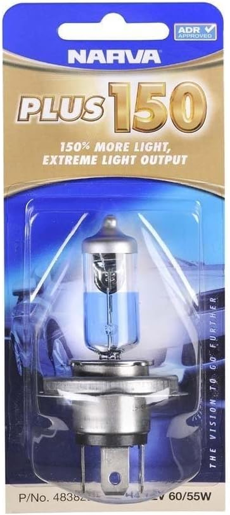 Narva H4 12V 60/55W plus 150 Halogen Headlight Globe image number 1
