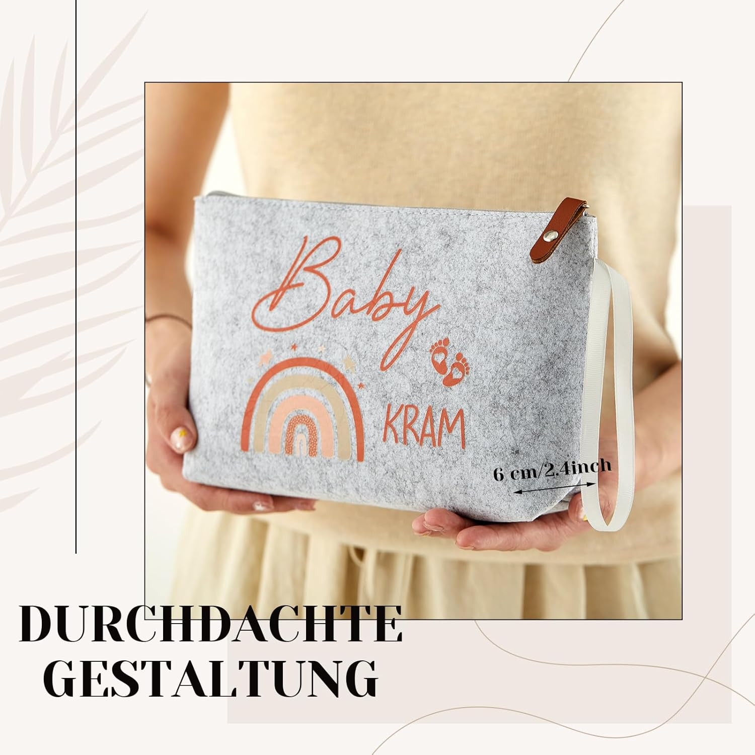 Xuniea Gifts for Expectant Mothers Pregnant Women - Felt Cosmetic Bag with Zip Felt Bag for Mum Pregnancy Gift for New Mum Baby Shower (Rainbow) image number 2