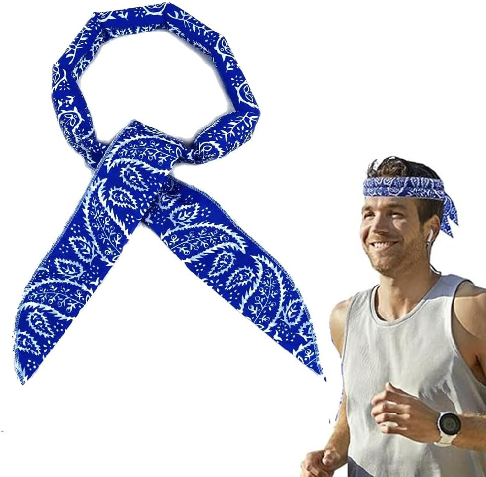 Neck Wrap Headband 100X5Cm Cooling Bandana for Neck Cooling Bandana Scarf Cold Towel Printed Soaked Tie around Neck