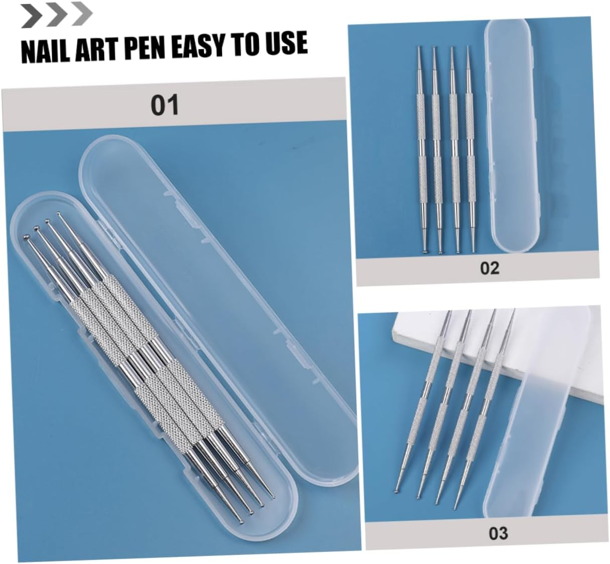 DONFAMDS 4Pcs Dual-Ended Nail Art Dotting Pens Rhinestone Picker Tools for Manicure and Nail Design Lightweight Portable for Easy Decoration and Crafting