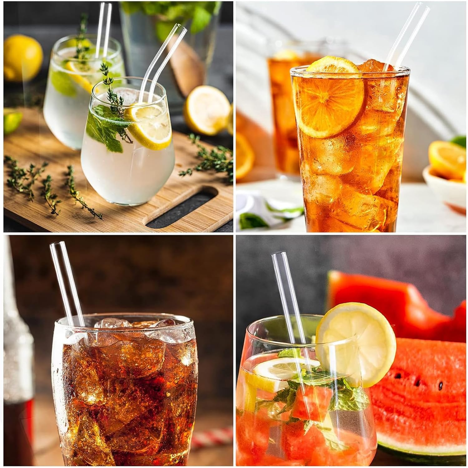 XBOGO Reusable Glass Straws Set, Clear Glass Drinking Straws,Perfect for Smoothies, Milkshakes, Juice, Tea (16) image number 6