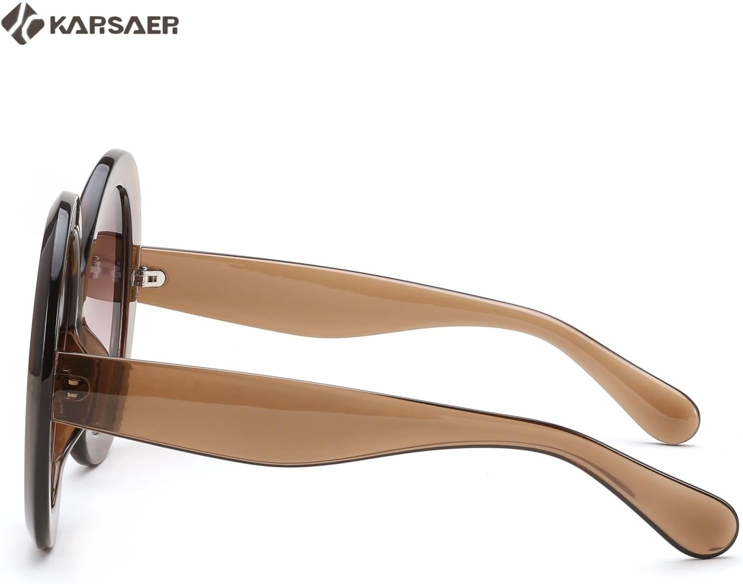 Karsaer Retro Oversized round Sunglasses Women & Men, 70S 80S Fashion Trendy Big Shades K7155 - Green/Black image number 4