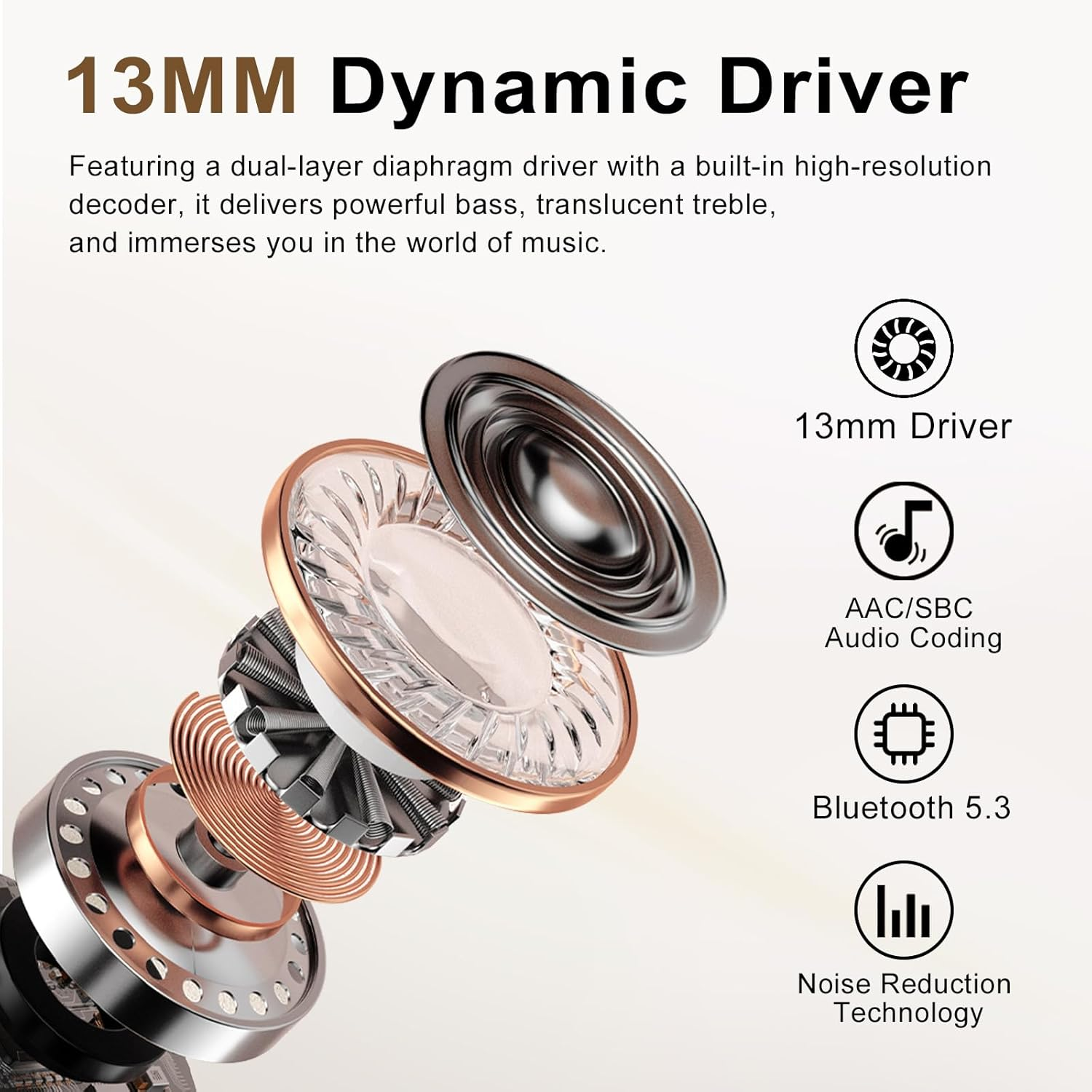 Dinow Wireless Bluetooth Headphones Beige image number 3