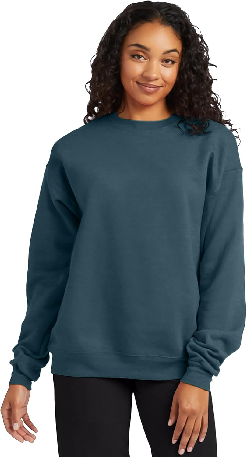 Hanes Men'S Ecosmart Fleece Sweatshirt, Cotton-Blend Pullover, Crewneck Sweatshirt for Men (1 or 2 Pack), Metallic Teal 1 Pack, Xx-Large image number 1