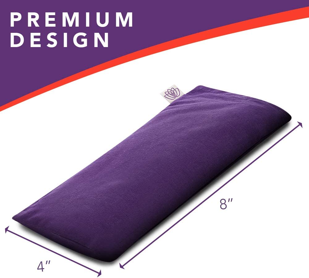 Lotus Weighted Lavender Eye Pillow - Purple Eye Mask for Sleep & Meditation - Aromatherapy Yoga Pillow with Flaxseed - Hot or Cold Compress for Headache & Eye Relief image number 3