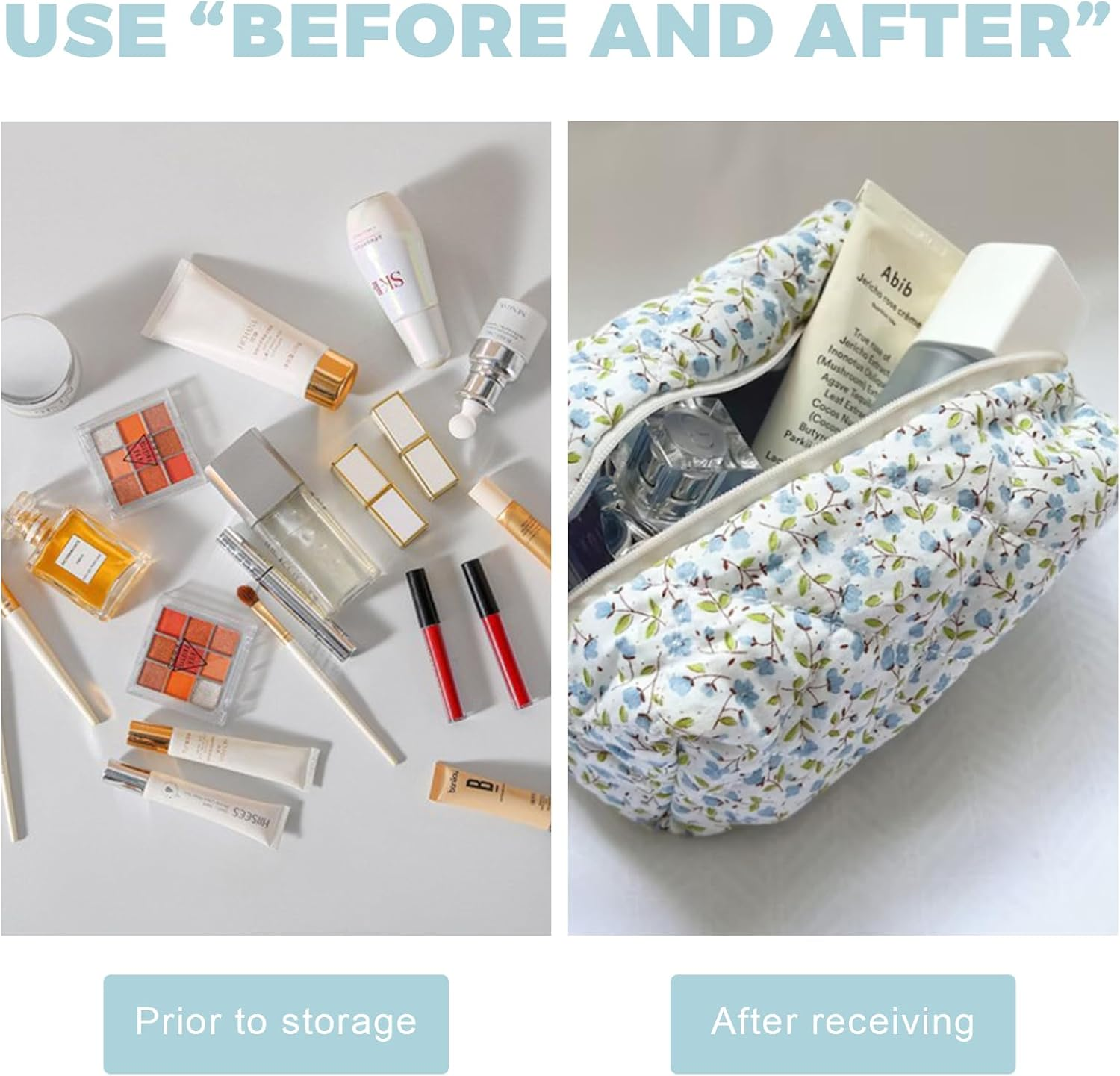 ZEPIQOR Cosmetic Bag Toiletry Bag Make up Bag Travel Wash Bag Cord Make up Organiser Wash Bag Small Toiletry Bag Makeup Bag Multifunctional Cosmetic Bag Set for Women Girls image number 1