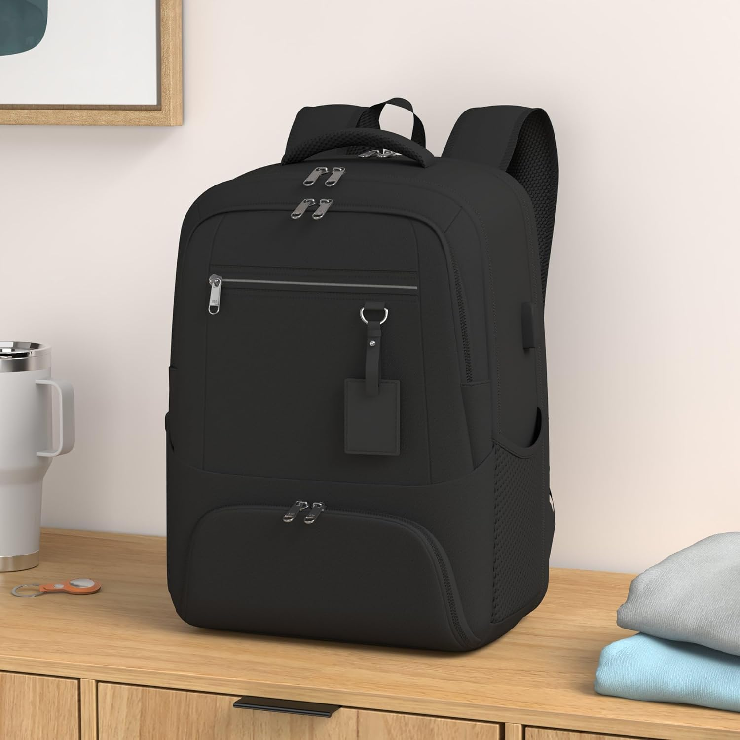 NEWHEY Lunch Backpack 17.3 Inch Laptop Backpack with USB Charging Port Waterproof Travel Backpack Portable Computer Backpacks image number 1