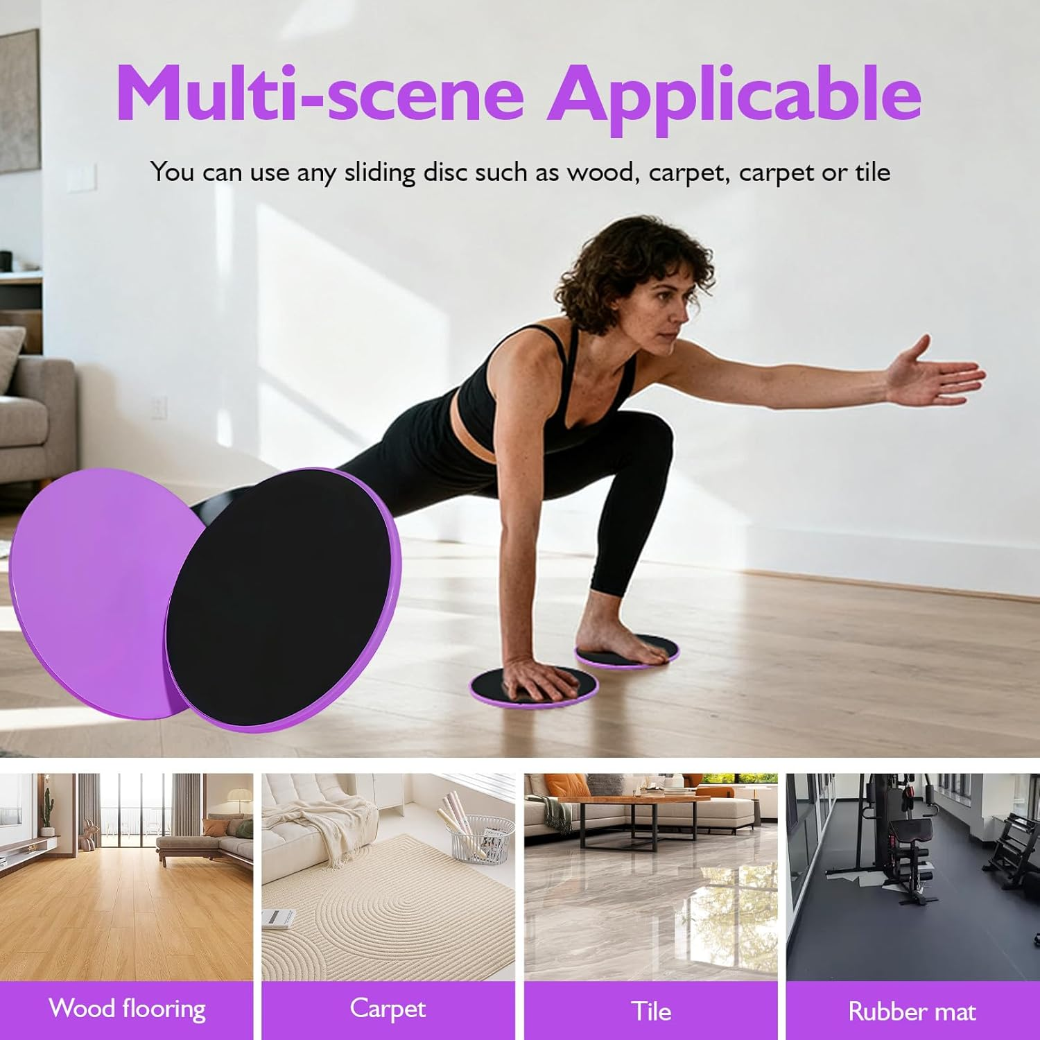 Havenease-2-Pack Pilates Ring Fitness Sliders, 7-Inch Dual-Surface Core Exercise Equipment for Home Gym Workouts, Low-Impact Portable Exercise Discs for Carpet and Hardwood Floors image number 3