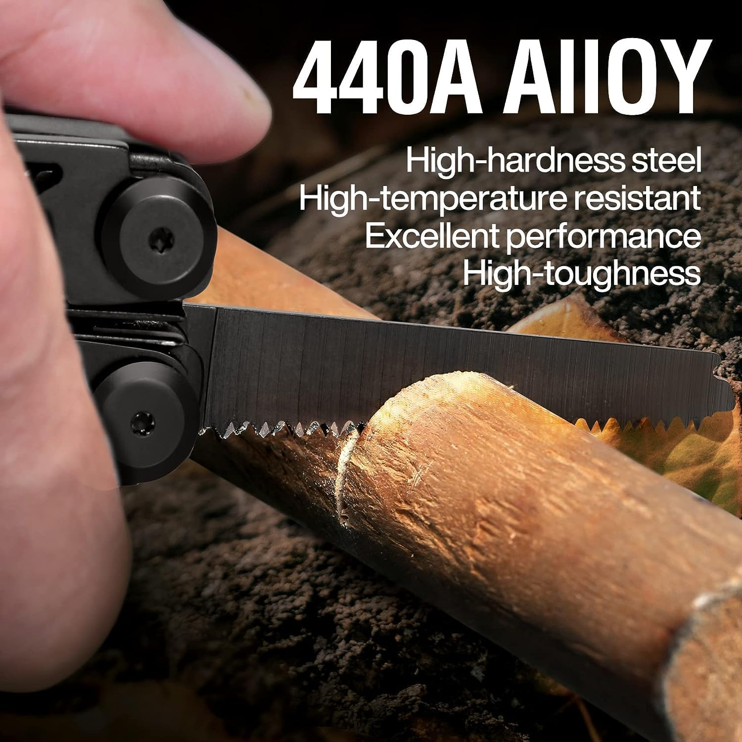 MIAOKE Multitool 23-In-1 Leatherman & Gerber Style, Premium Gift Box, Screwdrivers, Bottle Opener, Camping Knife & Pliers - Black Knight, Essential for Men image number 4