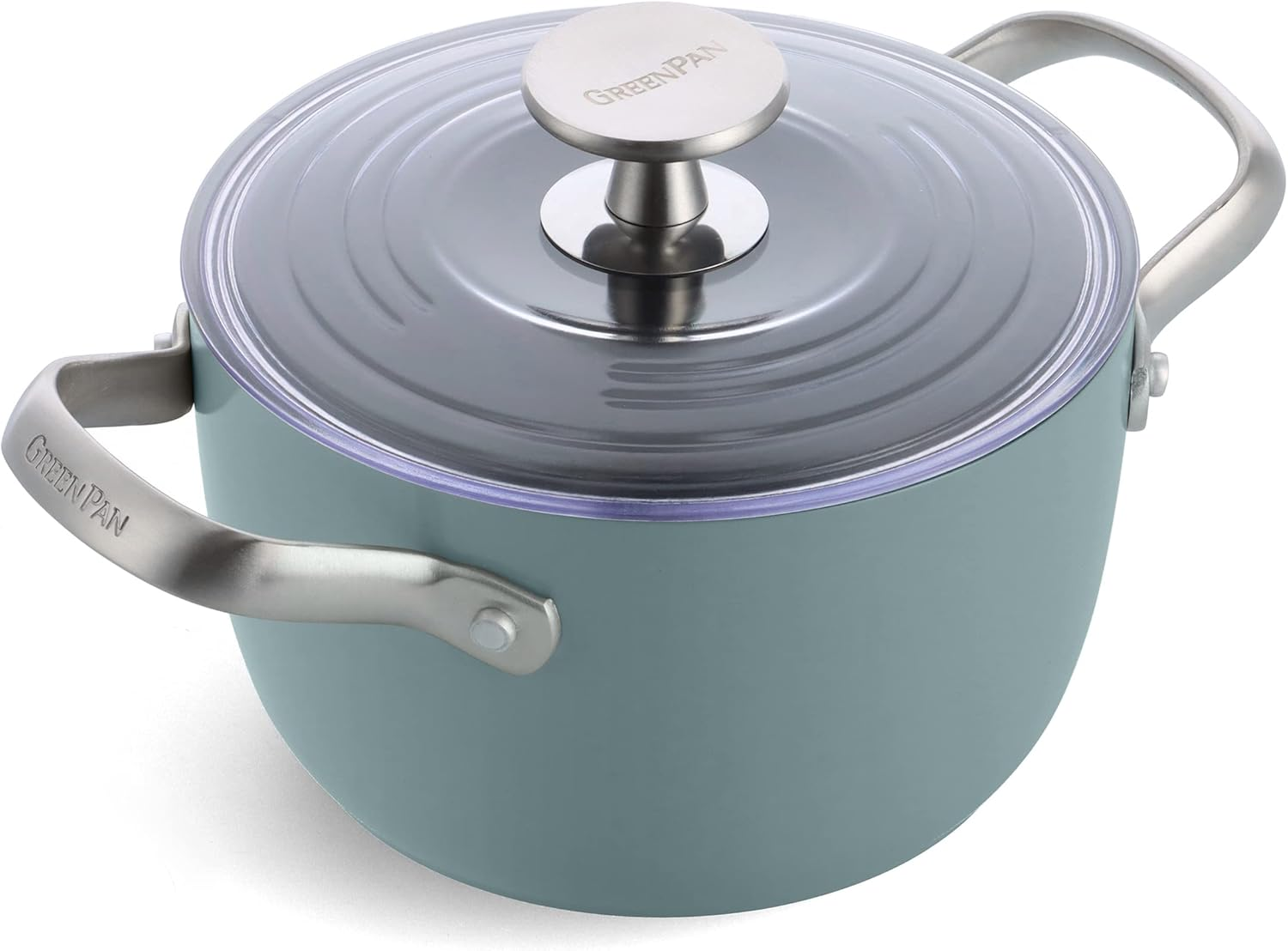Greenpan Healthy Ceramic Nonstick, 2QT Rice Grains and Soup Maker, Caldero Pot with Lid, Pfas-Free, Induction, Dishwasher Safe, Oven Safe, Smokey Blue image number 2
