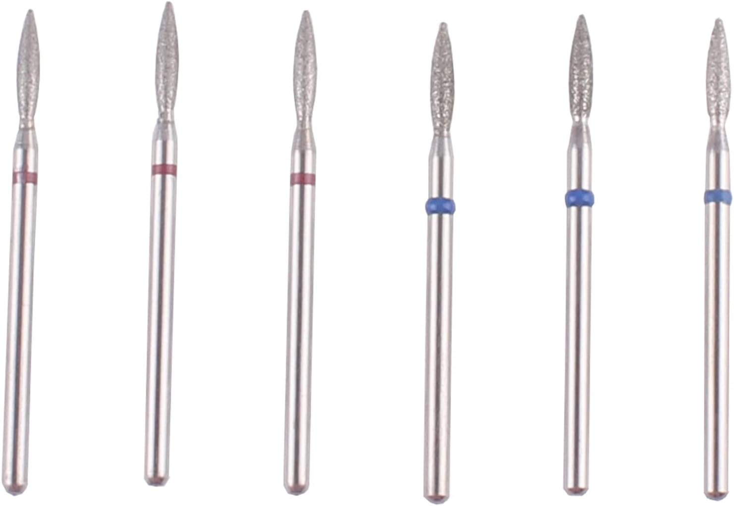 MZCMSL Flame Shape Diamond Cuticle Nail Drill Bit Set, 6Pcs Pro Manicure Drill Bits for Nail Prep, 3/32 Shank Efile Bit(Fine+Medium) image number 1