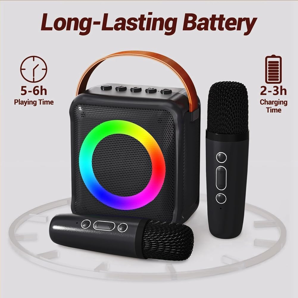 Multifunctional Bluetooth Audio Portable Microphone Colorful Led Atmosphere Lamp Home Karaoke Speaker 1 Microphones image number 1