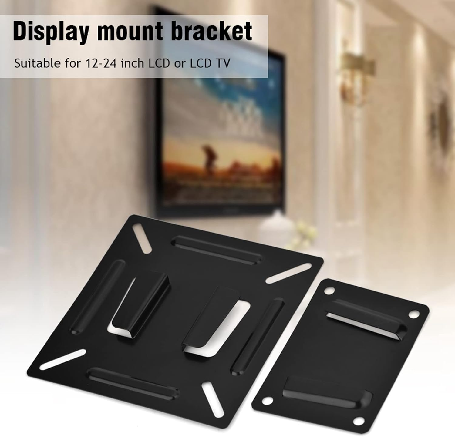 Wallmounted Stand Bracket Holder for LCD LED Monitor PC Screen, Space Saving Design, High Strength Steel Structure, 12 to 24 Inch Compatible, Black image number 3