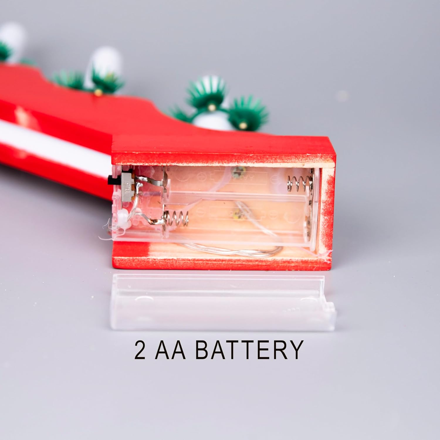 SHATCHI Traditional Wooden Pre-Lit Red Candle Bridge Light 7 Leds Bulbs - Battery Powered - Window Christmas Tree Home Office Desk Light Holiday Xmas Festive Decoration image number 1