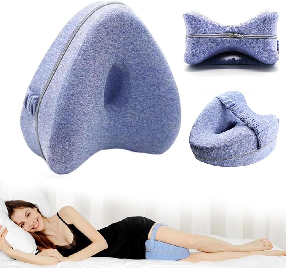 Alignment Leg Pillow for Side Sleepers &ndash; Ergonomic Hip & Sciatica Pain Relief, Spine Support with Hollow Strap, Comfortable Sleep Aid (Blue) image number 6