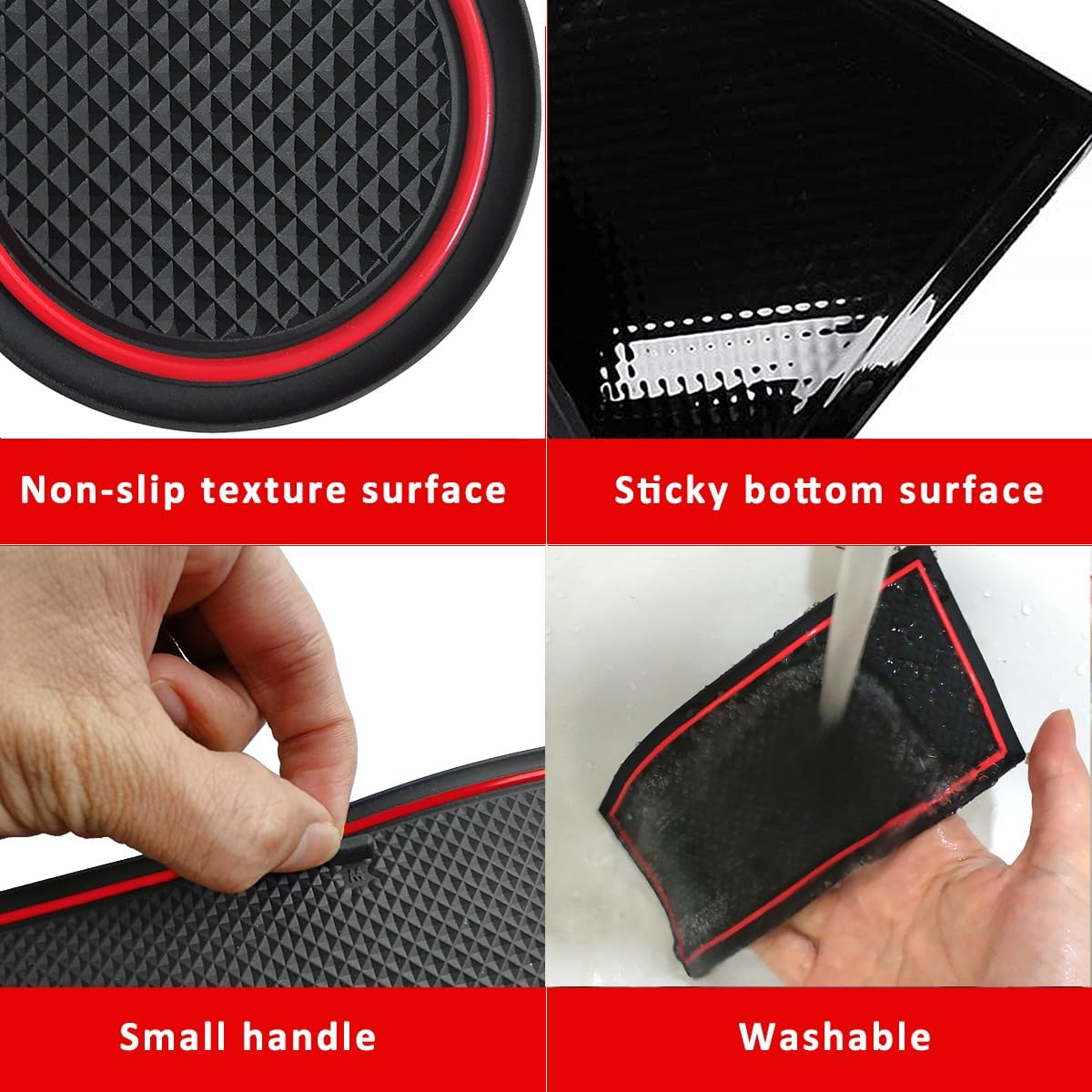 Auovo anti Dust Mats for Toyota Camry Accessories 2018 2019 2020 2021 2022 2023 Custom Fit Door Pocket Liners Cup Holder Pads Console Mats(16Pcs/Set) (Red) image number 2