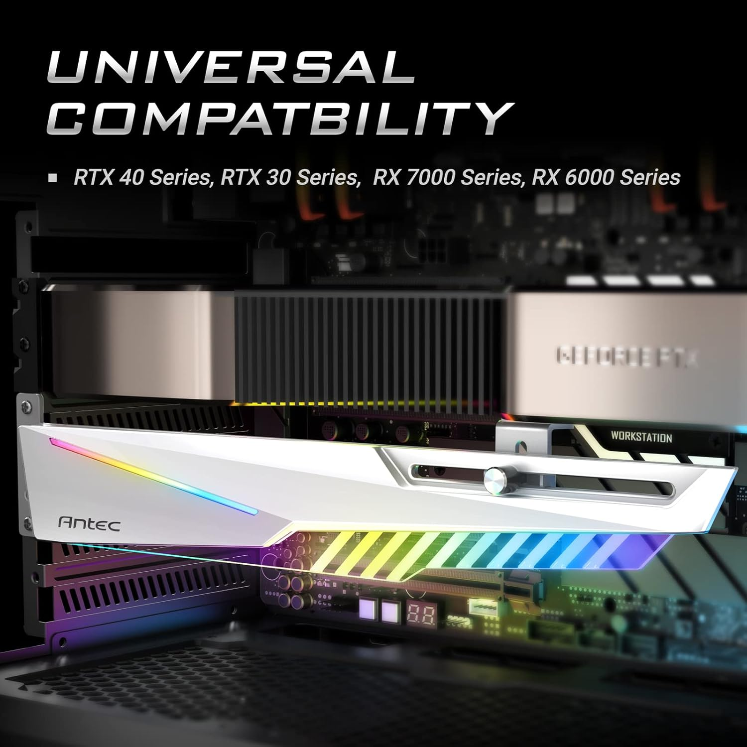 Antec Dagger ARGB 5V 3-Pin 5 Holes GPU Bracket, 170-270 Mm, Black image number 4