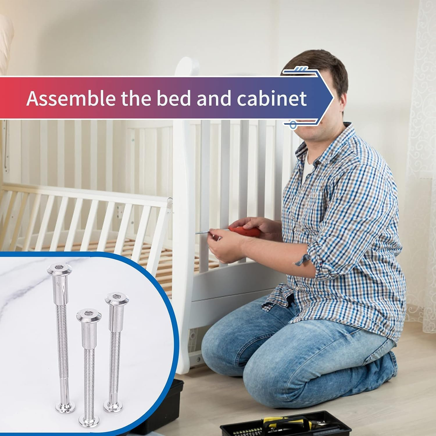 100Pcs M6X40/50/60/70/85Mm Hex Socket Cap Bolts and Barrel Nuts Assortment Kit, Furniture Joint Connector Bolt & Cap Nut Kit, Countersunk Furniture Crib Bolts for Bed Chair Table Cabinet