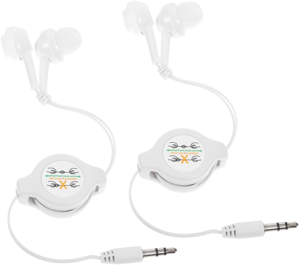 2Pcs Retractable in Ear Headphones Comfortable Noise Isolating Earbuds for Sports and Travel Portable Design Wired Earbuds for Daily Use image number 3