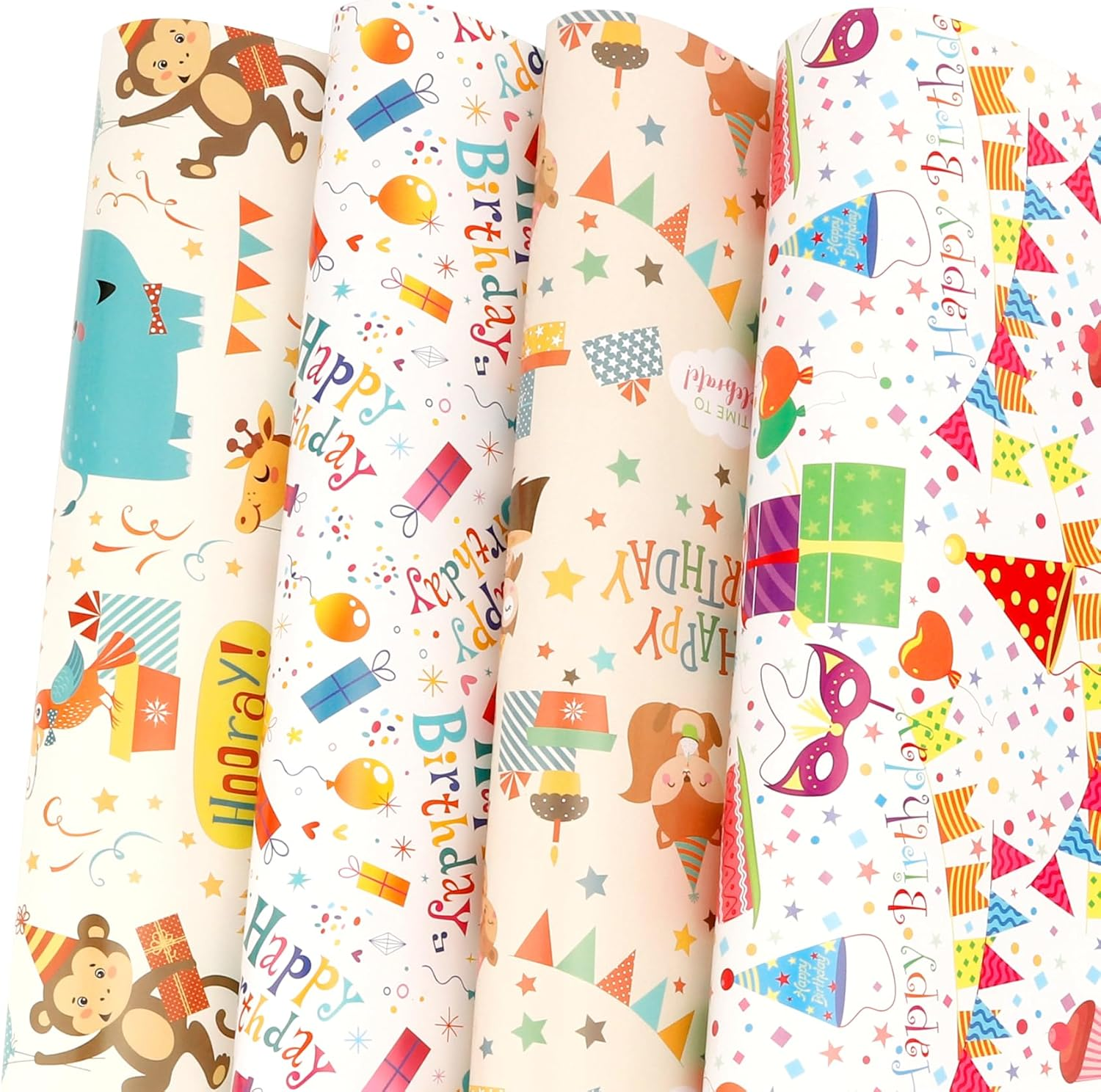 Rugwioyu Gift Wrapping Paper Happy Birthday 12 Sheets 20X27In 4 Style Funny Wrapping Paper Gift Girls Boys Wrapping Supplies image number 3