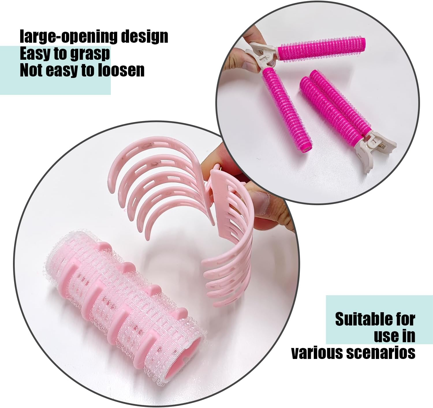 Pack of 4 Mini Hair Rollers, Fluffy Hair Clips, Pony Curlers, Suitable for DIY Hairstyle Making (Pink) image number 2