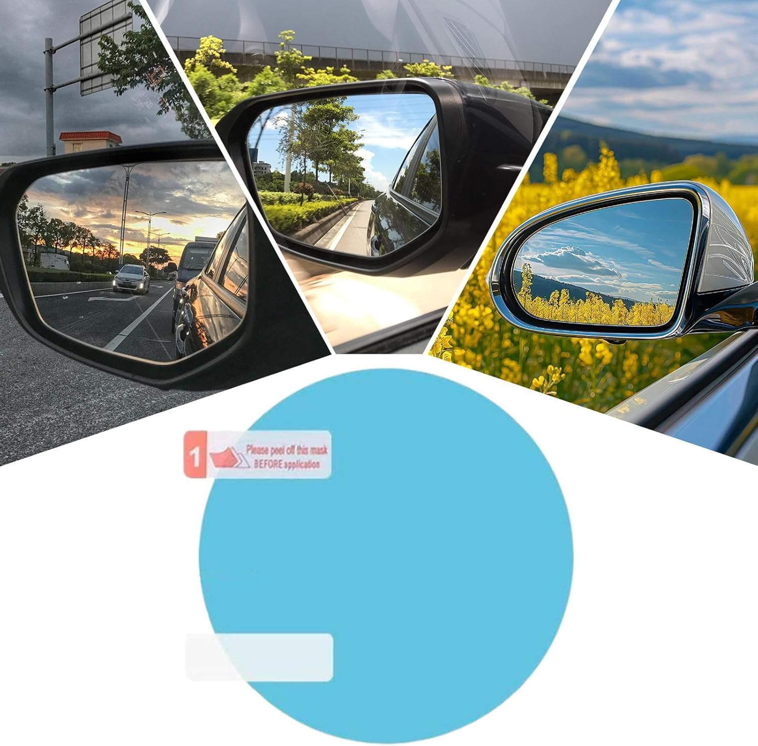 Anti Fog Film - Waterproof Mirrors Film for Side Mirrors,Nano Coating Car Film, Car Mirrors Rain Protector, anti Glare Film for Rear View Mirrors - Oval image number 6