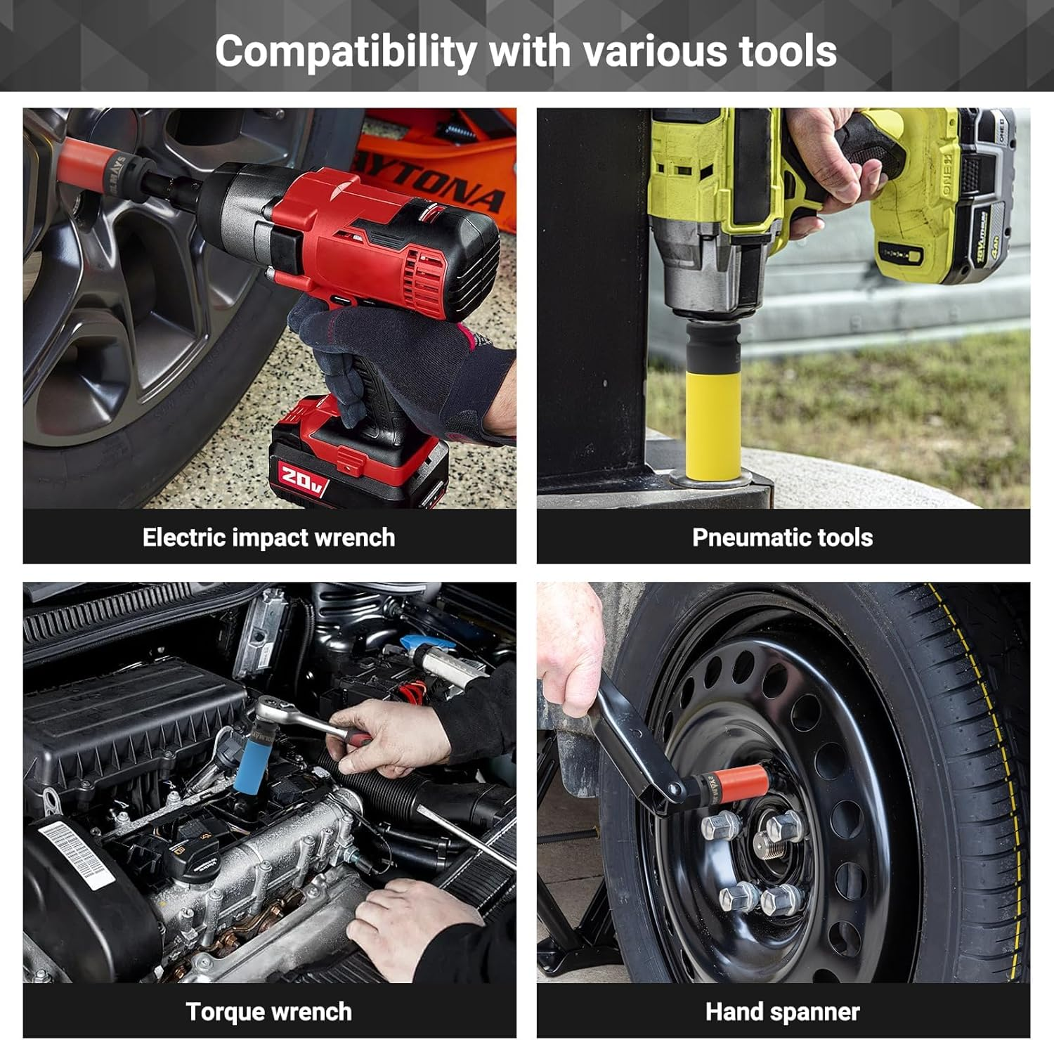 1/2" Drive Lug Nut Impact Socket Set, 3 Pcs Cr-Mo Steel Drive Wheel Protector, 6 Point, Metric Protective Wheel Nut Socket Set 17Mm, 19Mm, 21Mm with Storage Box image number 6