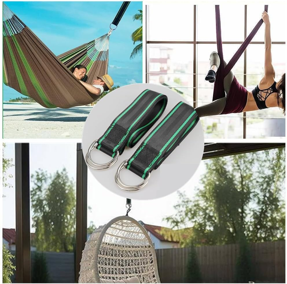 Tree Swing Hanging Straps,Granmagazz Safe Tree Swing Hanging Straps Kit, 1.5M/5Ft Hammock Tree Straps Kit with 2 Sturdy Lock Carabiners & 2 Tree Protectors for Swings and Hammocks image number 2