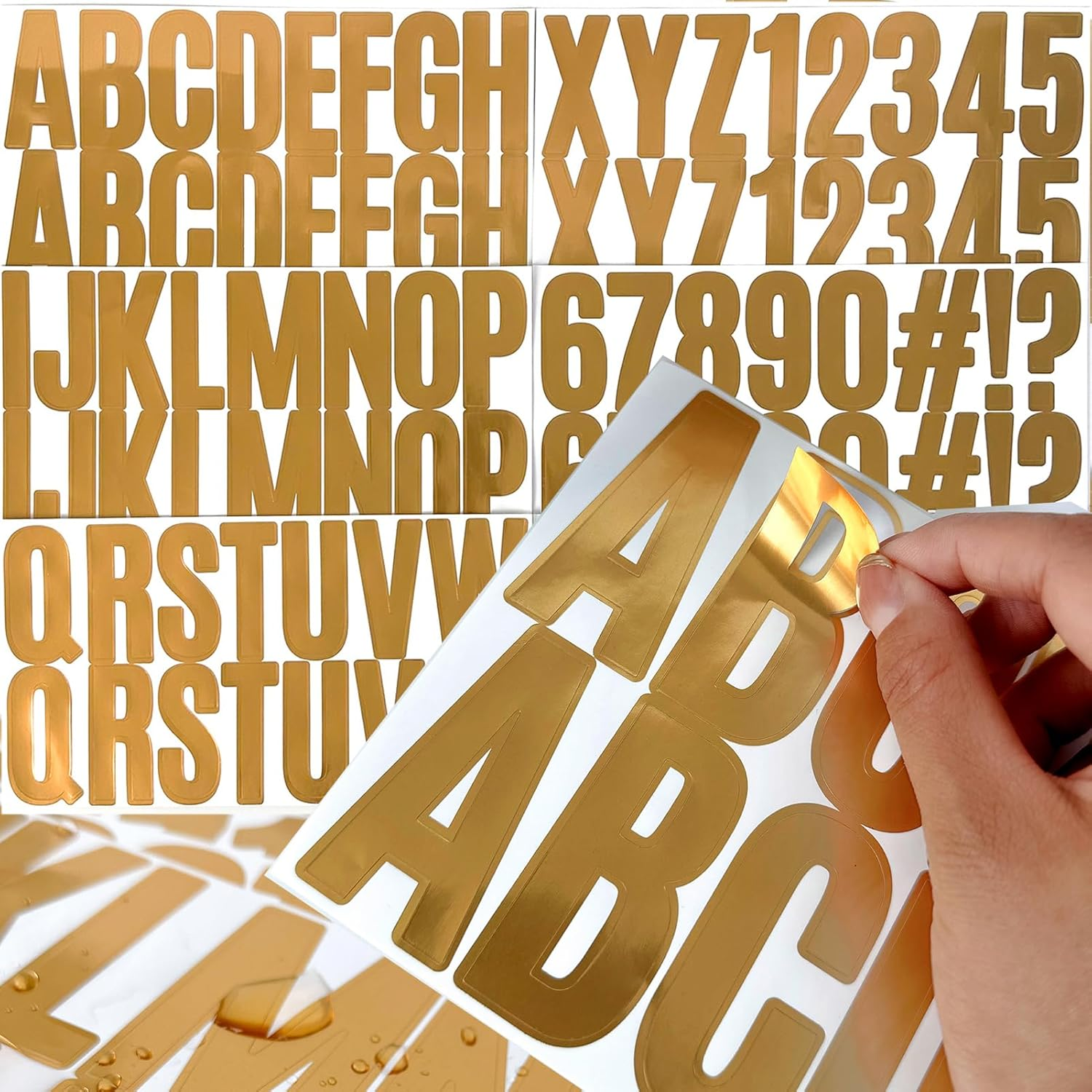 500Pcs Large Letter Stickers Gold Big Font Alphabet Numbers 2.5 Inch Self-Adhesive Decal Sticker for Bulletin Board Poster Scrapbook Mailbox Cars Classroom Decor