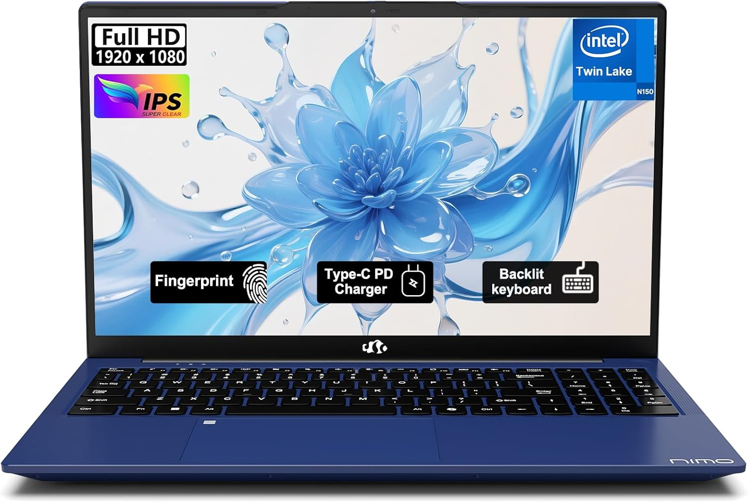 NIMO 15.6" FHD IPS Student-Laptop-Computer - 16GB RAM 1TB SSD, 4 Cores 13Th Gen Intel N150(Beat to I3-1115G4, up to 3.6Ghz), 65W Type-C, Fingerprint, Backlit Keyboard, Wi-Fi 6, BT5.2, Numpad Pink Gold