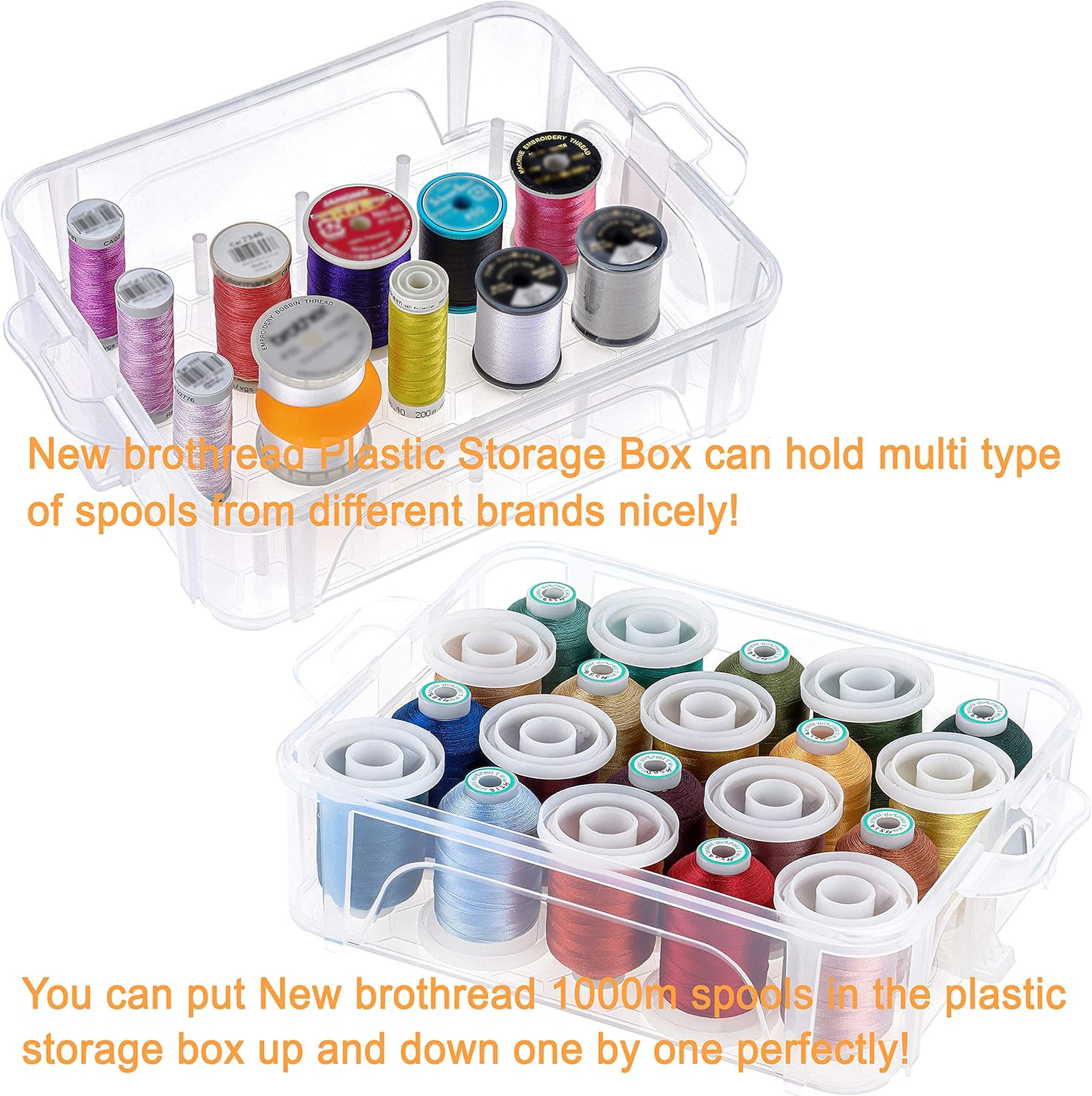 New Brothread 80 Spools 500M Each Embroidery Machine Thread with Clear Plastic Storage Box - Colors Compatible with Janome and Robison-Anton Colors image number 5
