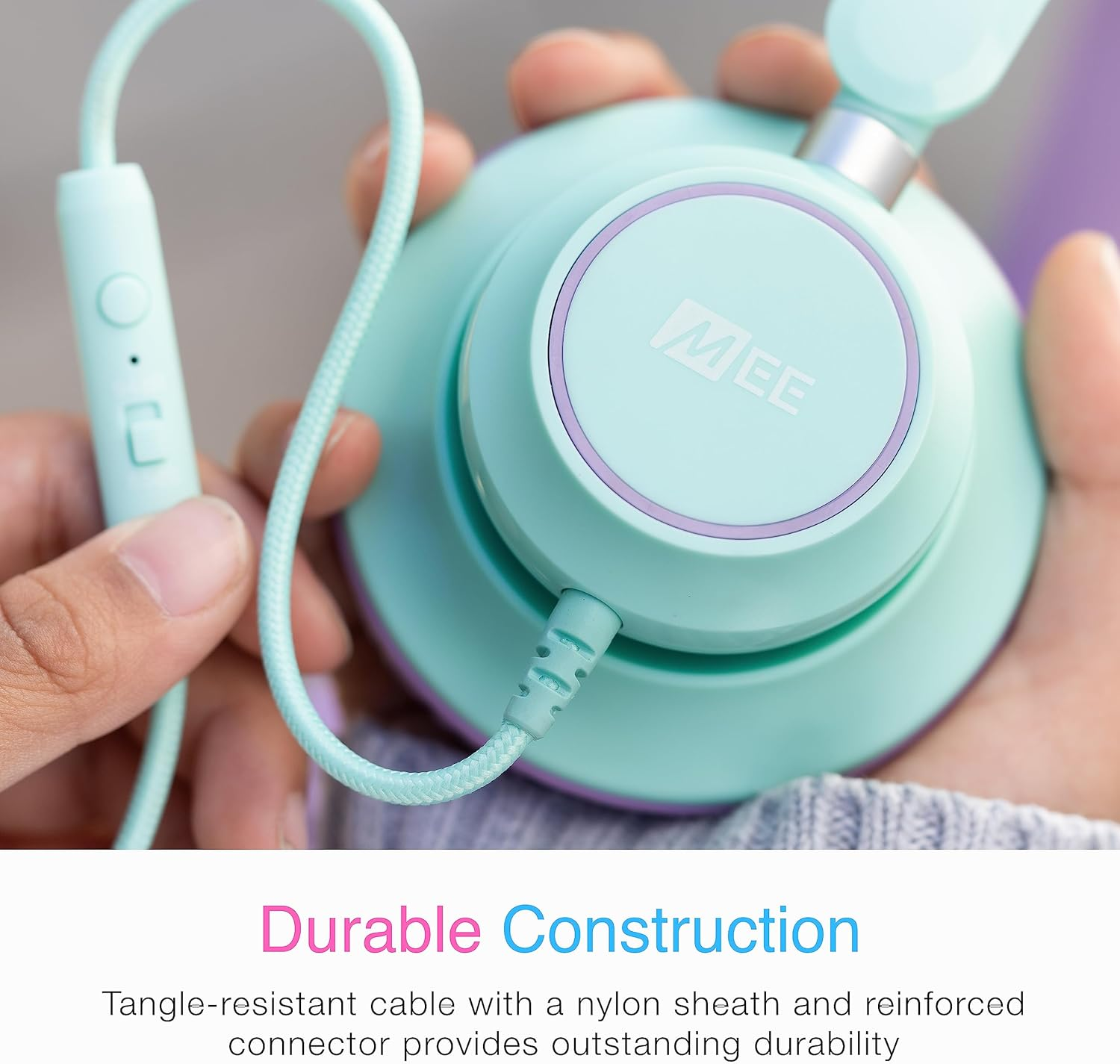 MEE Audio Kidjamz KJ45 Children&rsquo;S Safe Listening Headphones with Volume Limiter & Microphone, Adjustable On-Ear Kids Headset Wired W/3.5Mm Jack for Online Learning/School/Travel/Tablet (Mint/Lavender) image number 5