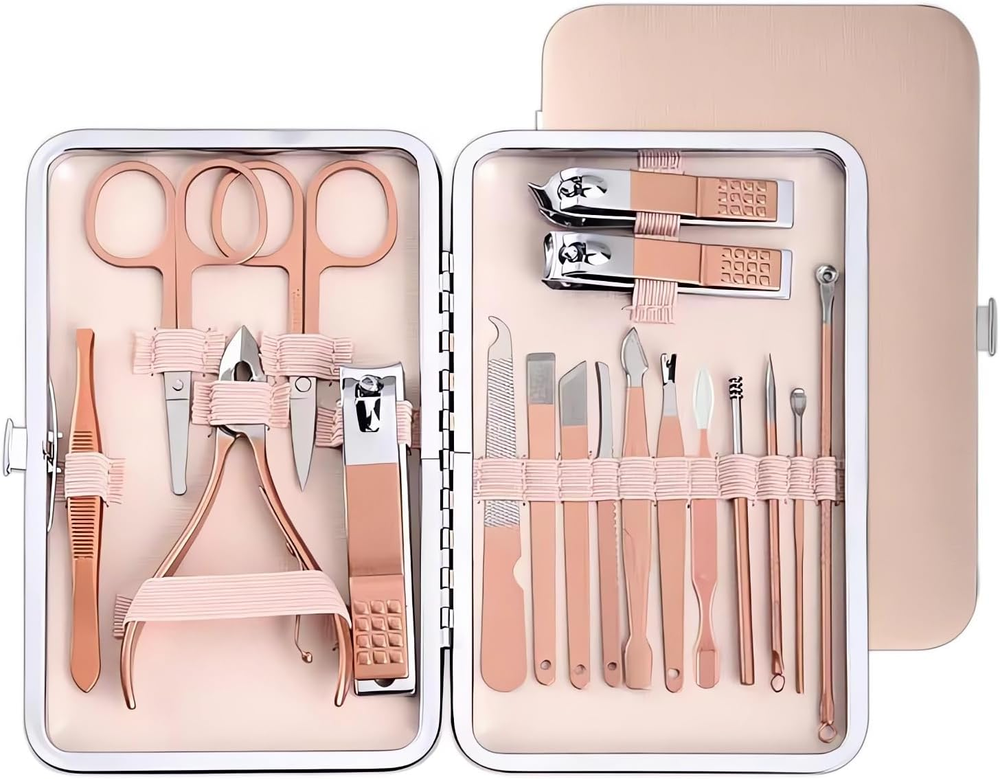 Tecnr Manicure Set, 18 in 1 Stainless Steel Nail Manicure Set, Nail Care Set, Men'S and Women'S Beauty Set, Professional Manicure and Pedicure Set (Rose Gold 18-Piece Set) image number 2