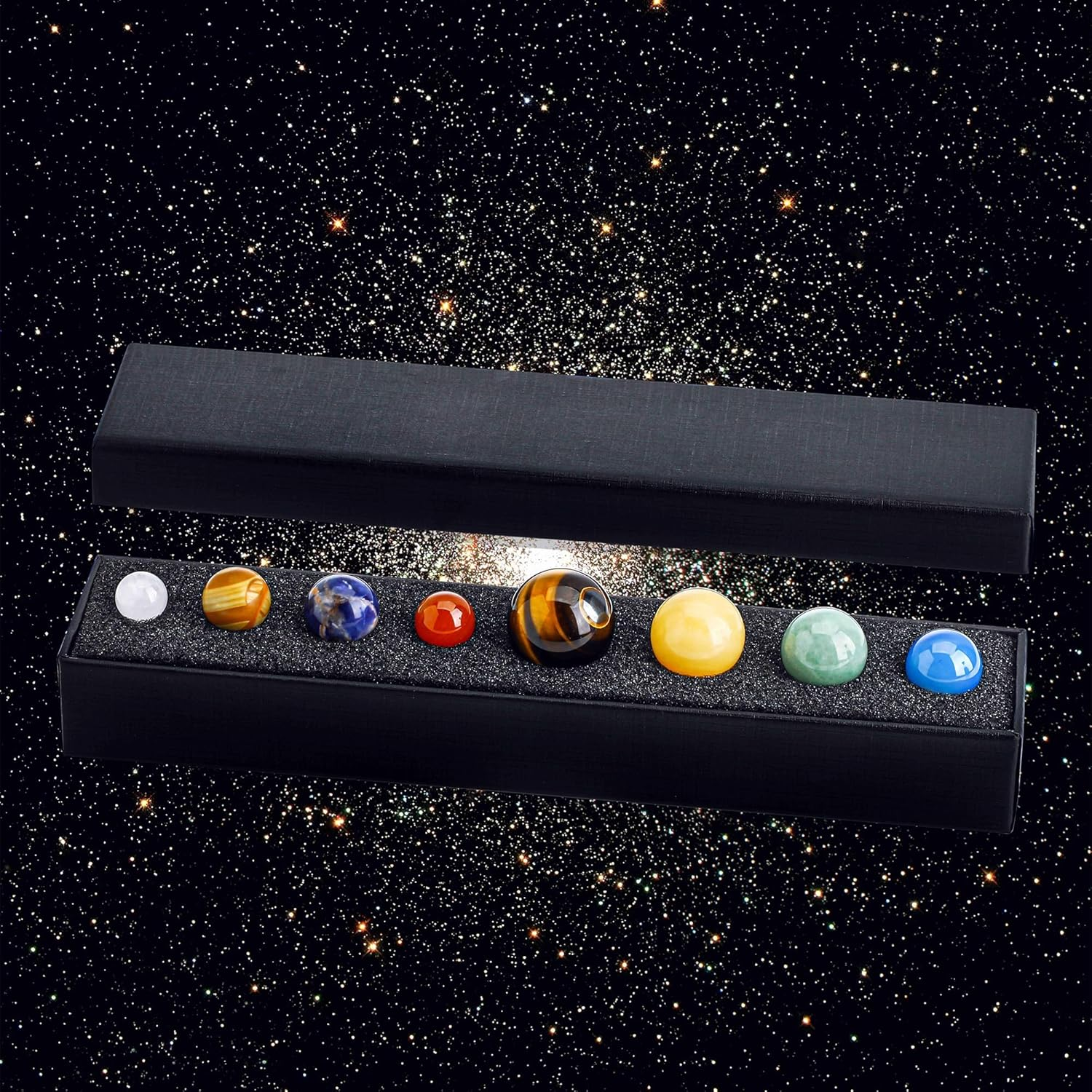 Natural Gemstones Solar System Model Multicolor Space Decor 8 Planets Model Kit Chakra Reiki Healing Crystal Ball Set for Boys Girls Men Women 8Pcs image number 3