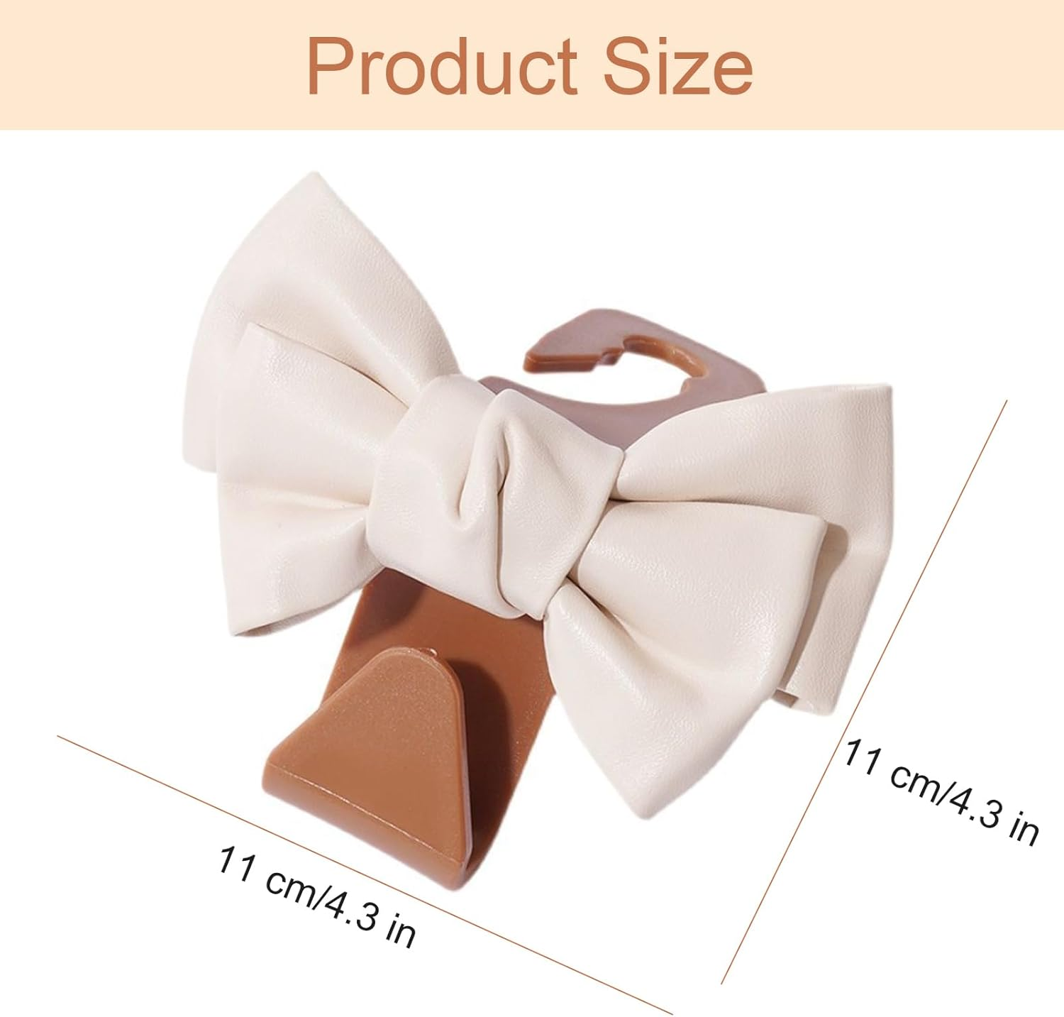 2 Pcs Car Back Seat Headrest Hooks, Elegant Stylish Leather Bow Car Hangers, Universal Rear Car Seat Storage Hook, Auto Interior Accessories for Handbag Purse Coat (Brown) image number 2