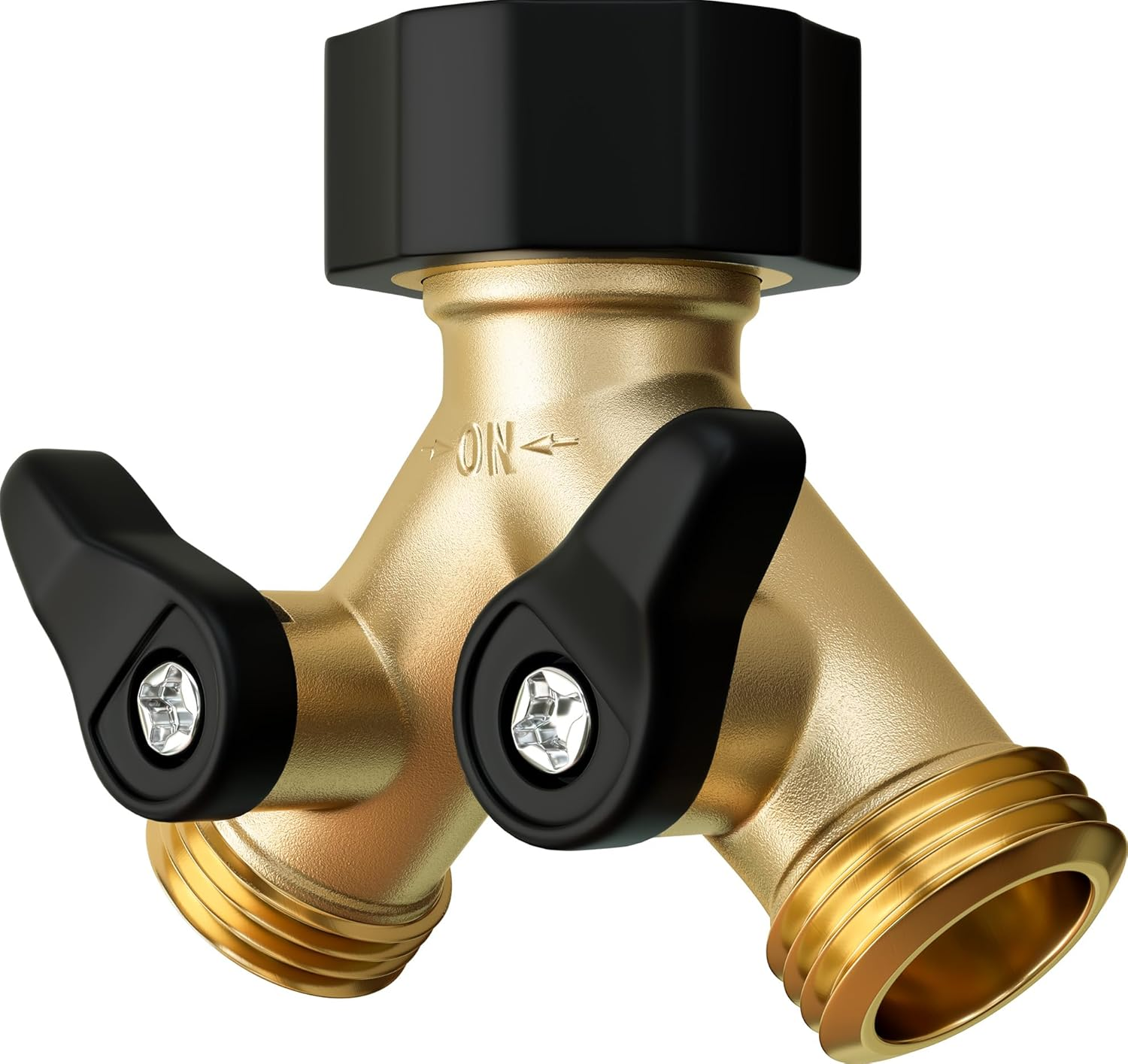 DBR Tech - Garden Hose Splitter 2 Way Lawn Garden Hose Splitter Heavy Duty Brass Tap Connector Leak Resistant Thread with Stop Valves image number 2